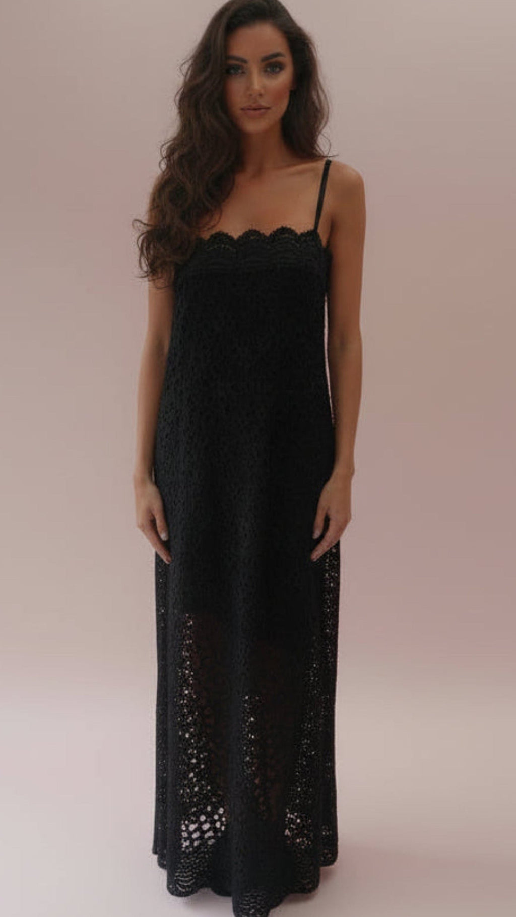 LARA - Black Sheer Broderie Anglais Dress