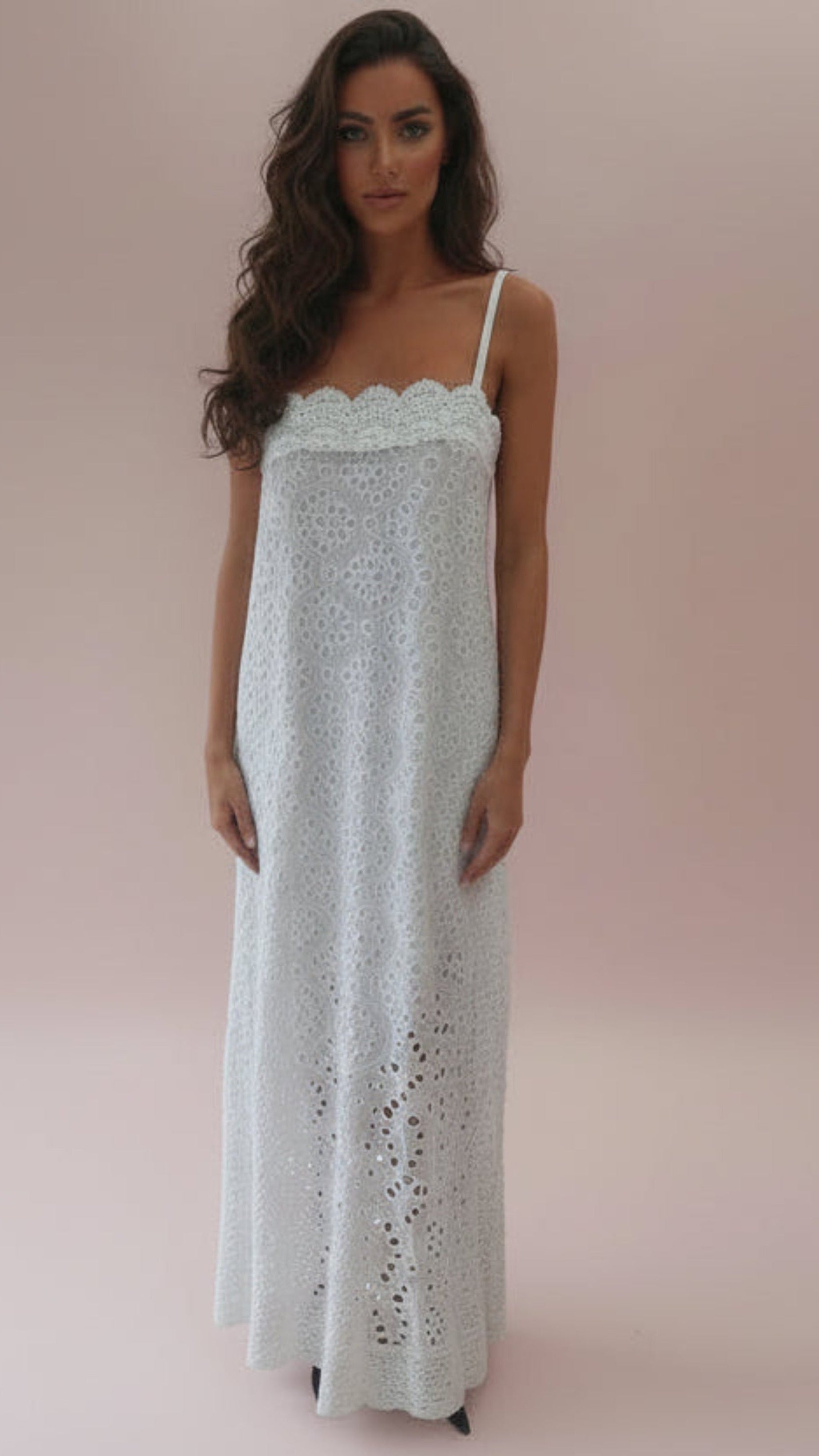 LARA - White Sheer Broderie Anglais dress