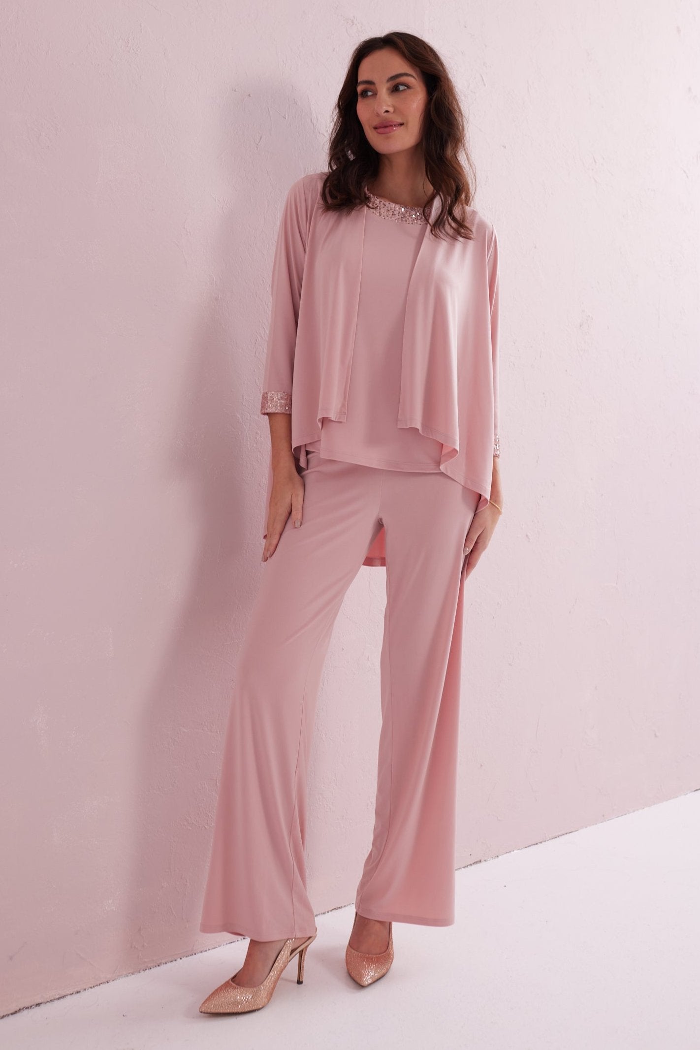 ALEXA Blush Pink 3 Piece Co-ord Trouser Set.