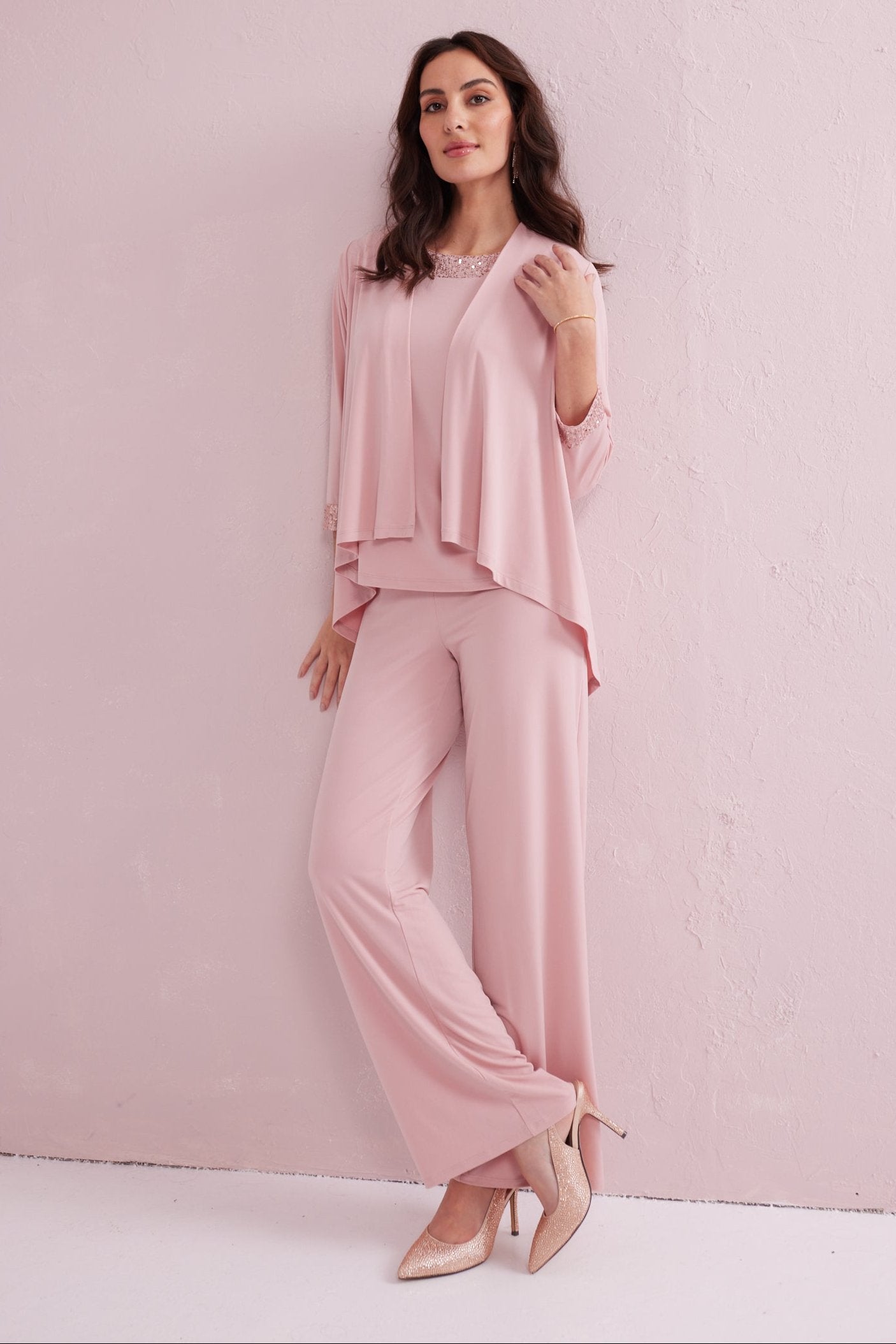 ALEXA Blush Pink 3 Piece Co-ord Trouser Set.