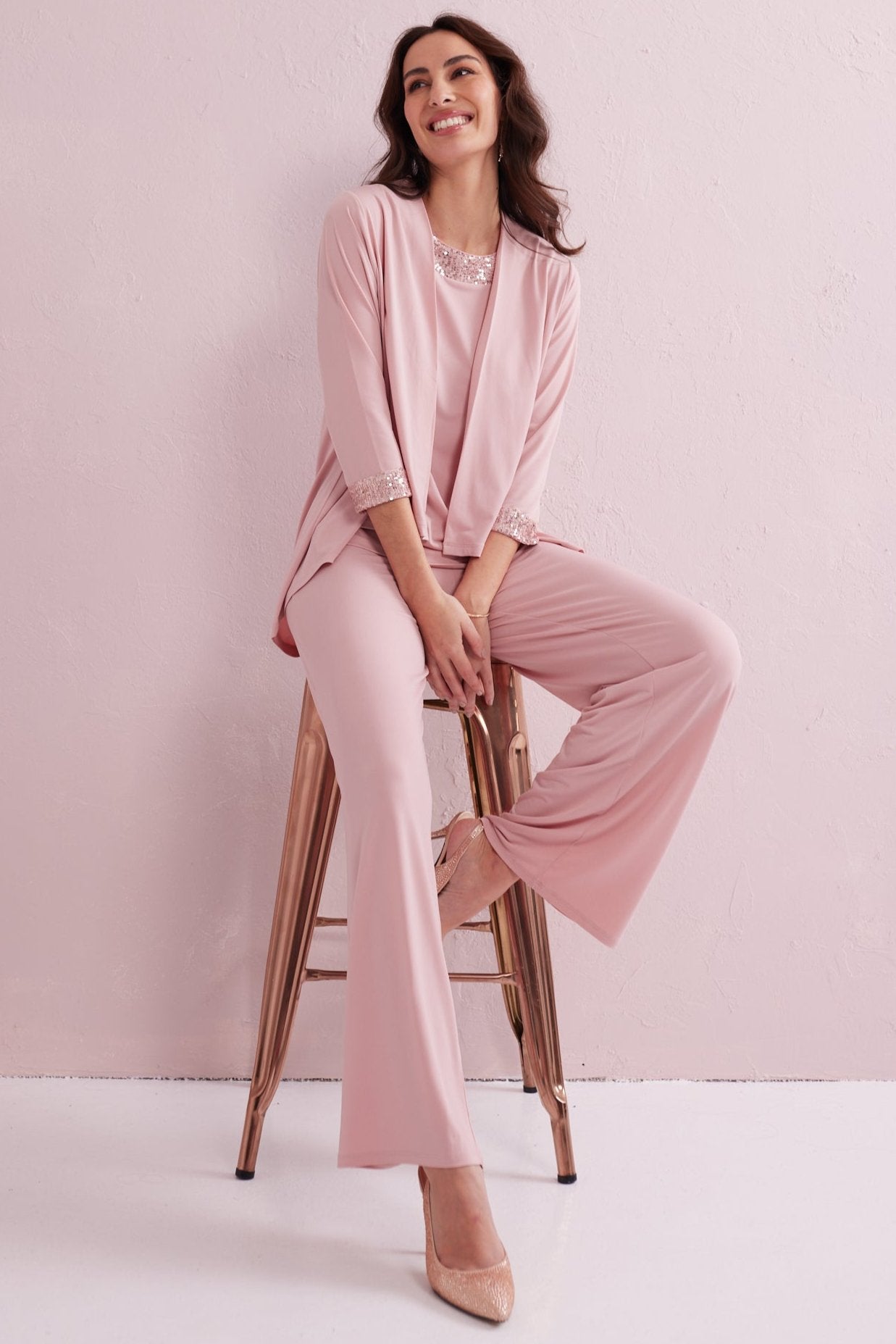 ALEXA Blush Pink 3 Piece Co-ord Trouser Set.