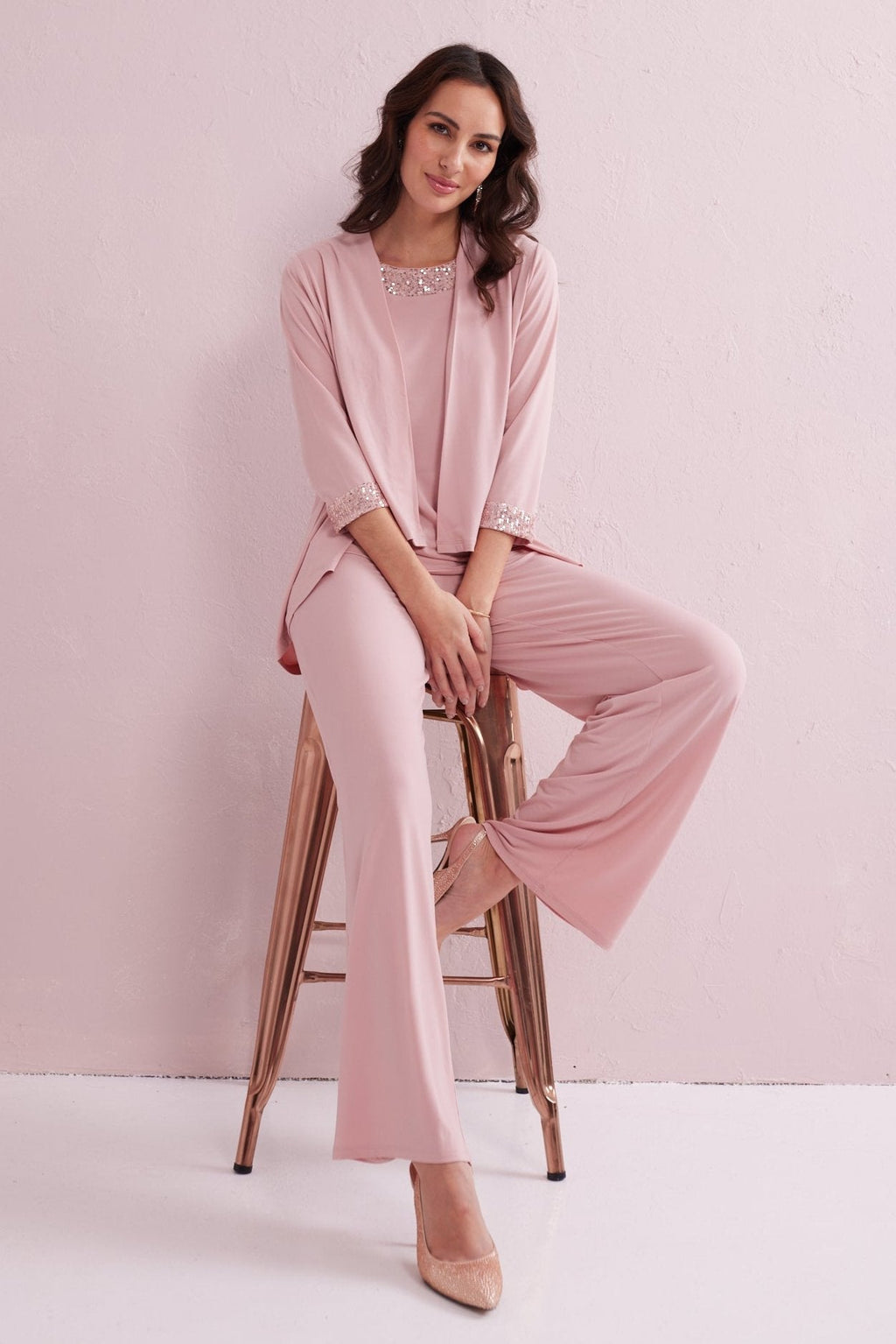 ALEXA Blush Pink 3 Piece Co-ord Trouser Set.