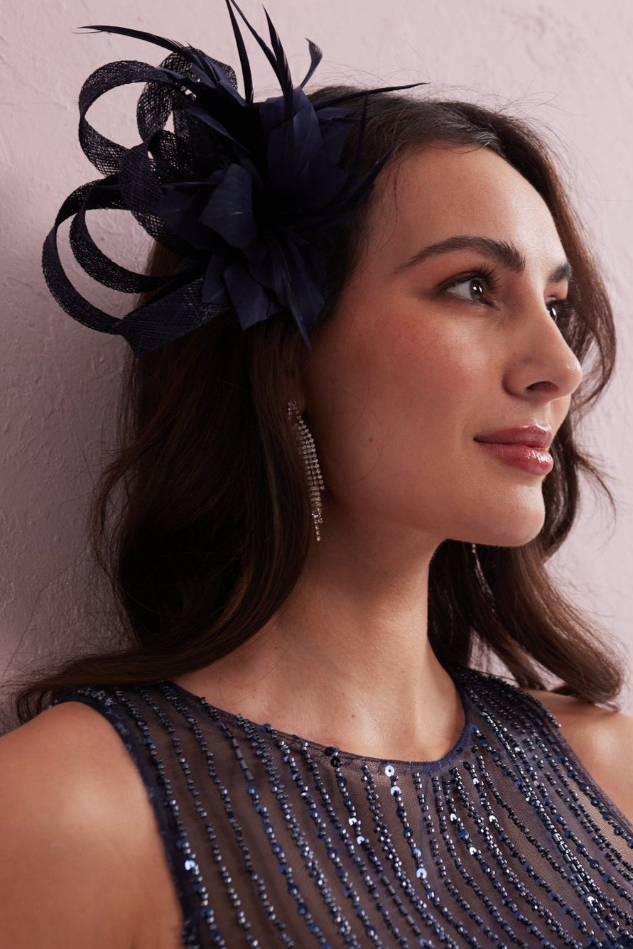 CORDELIA  Navy Fascinator