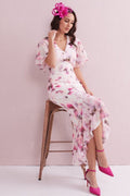 ASTRID Blush Floral Print Hi Low Dress.