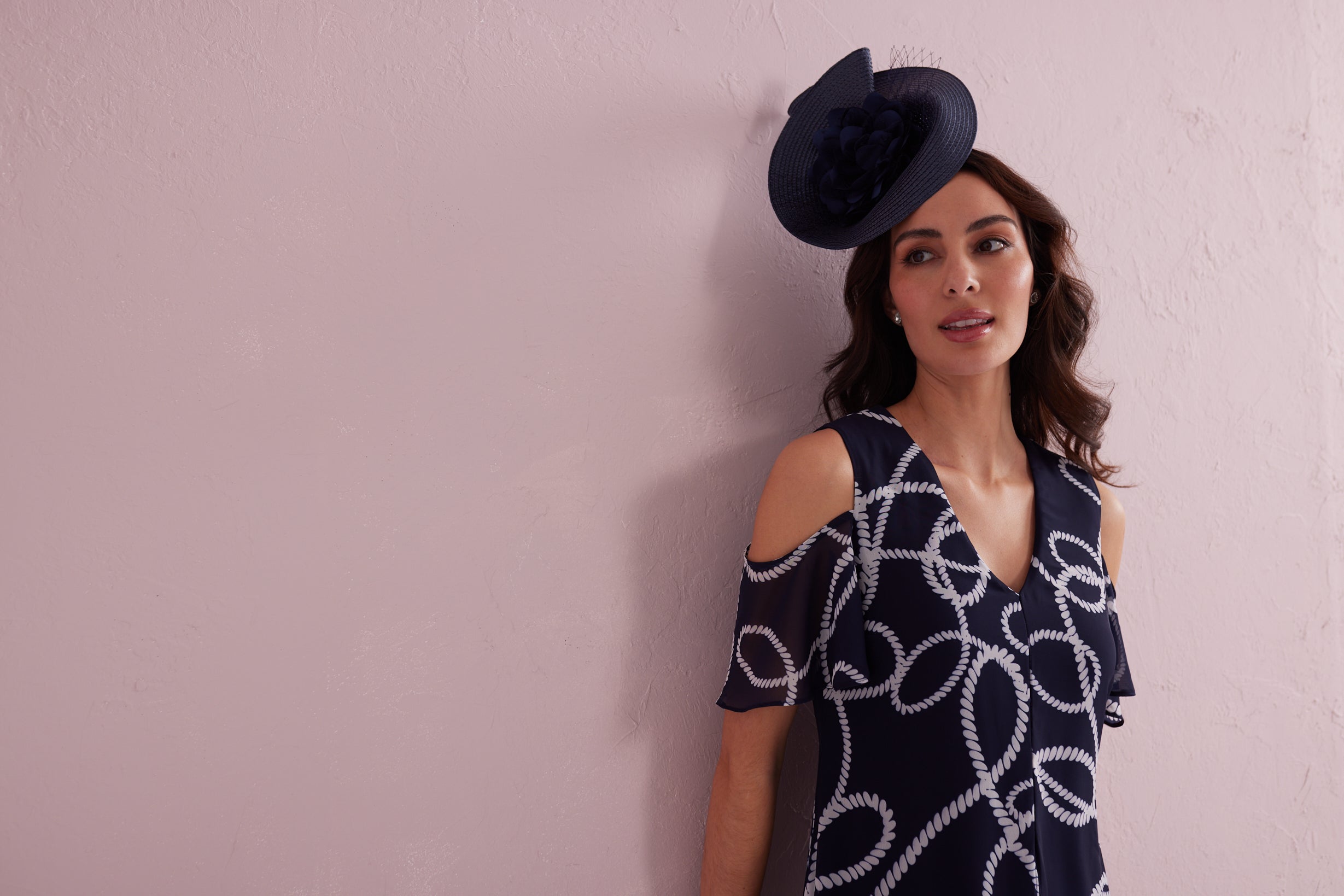 AVA Navy Double Layer Split Front Maxi Dress.