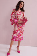 CARRIE Hot Pink Embroidered Shift dress.