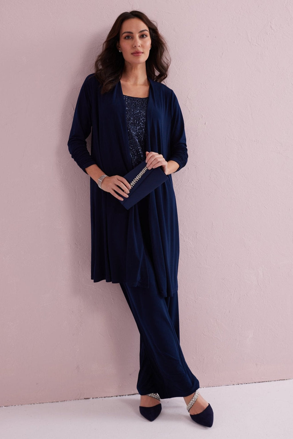 ESTELLE Navy 3pc co-ord trouser set.