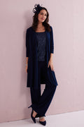 ESTELLE Navy 3pc co-ord trouser set.