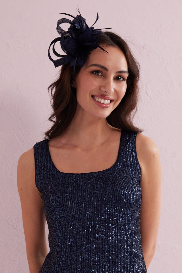 CORDELIA  Navy Fascinator