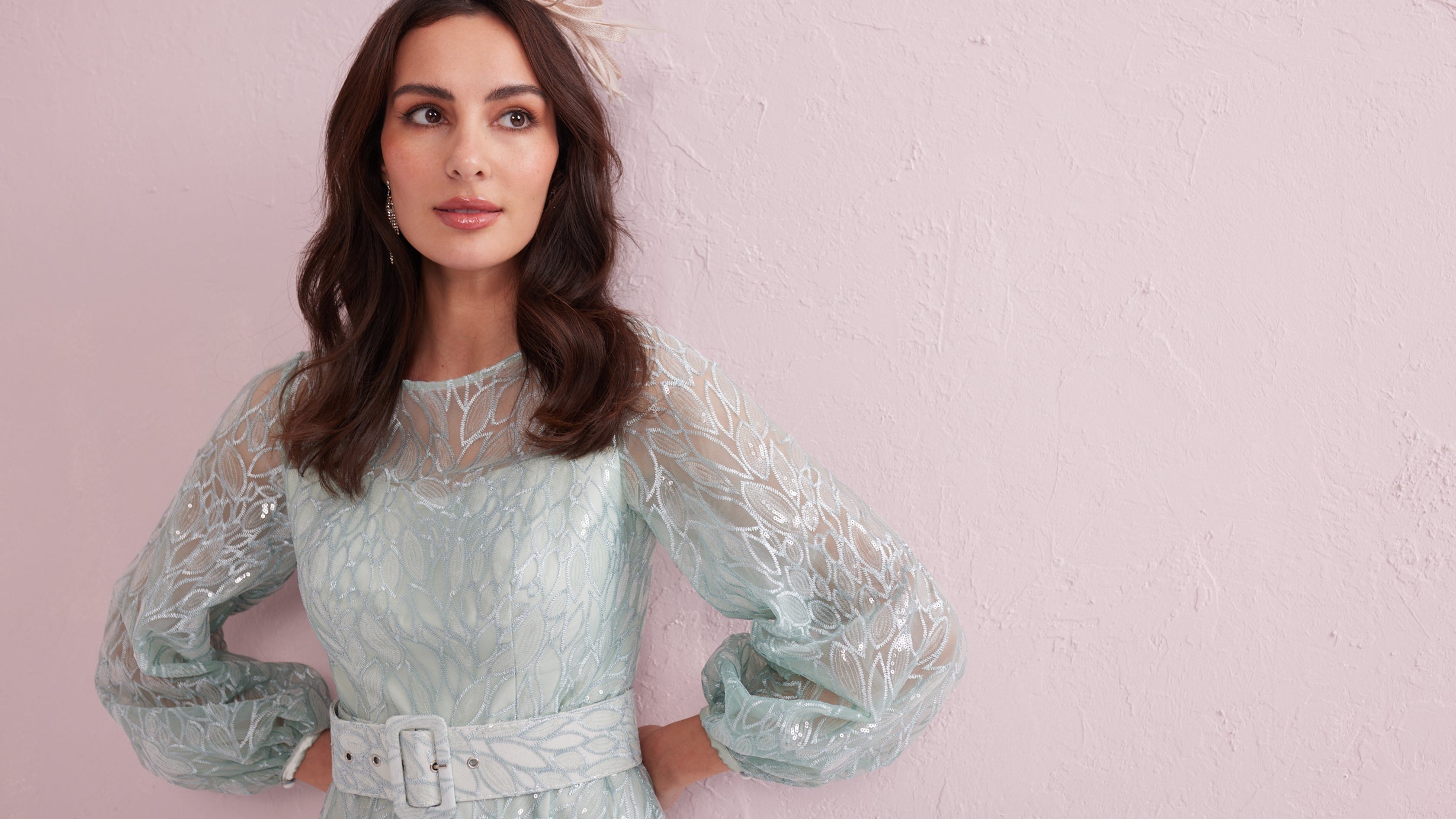 GRACE Mint Sequin and Embroidered Prom Dress.