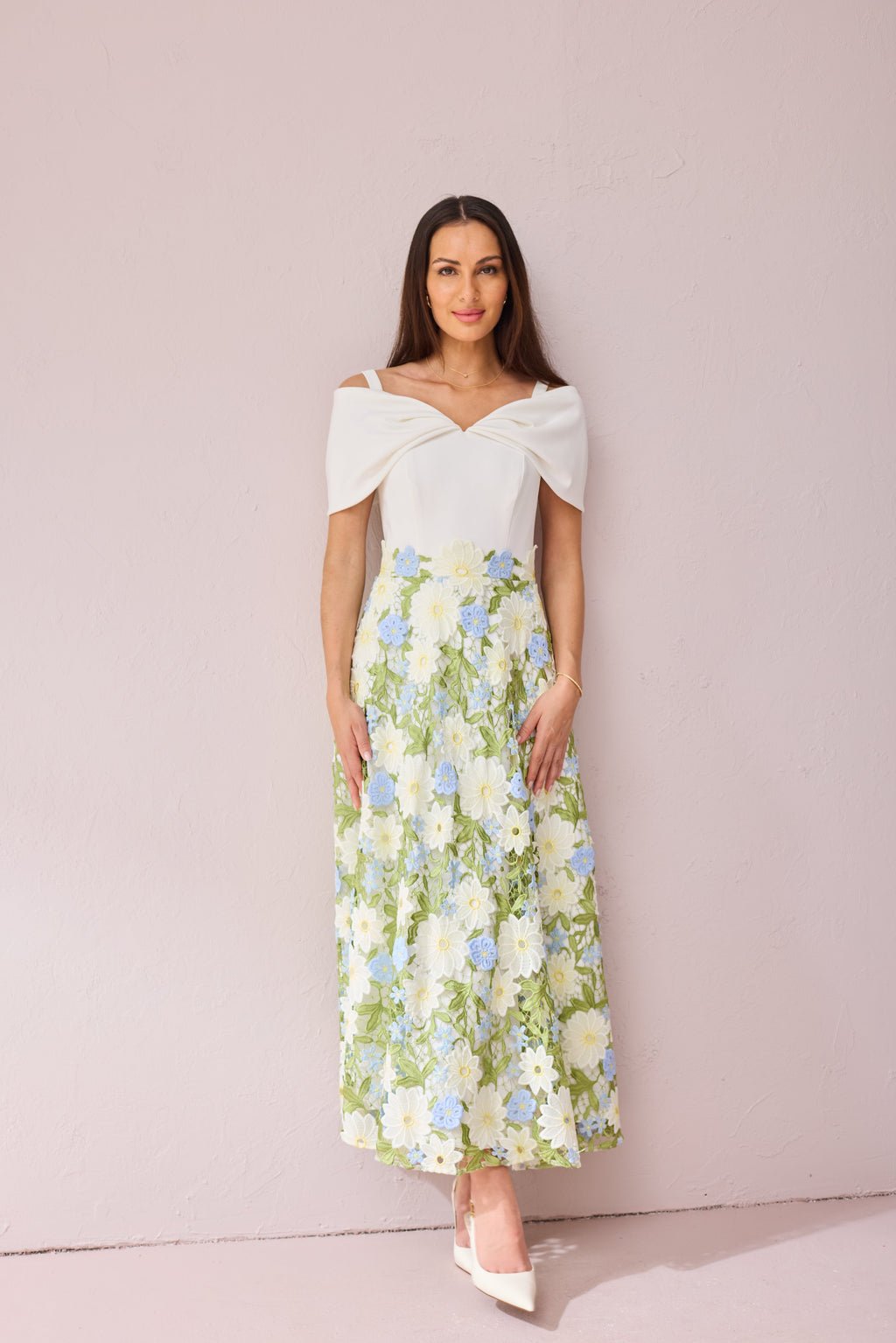 KATE Cream Lilac Embroidered Dress