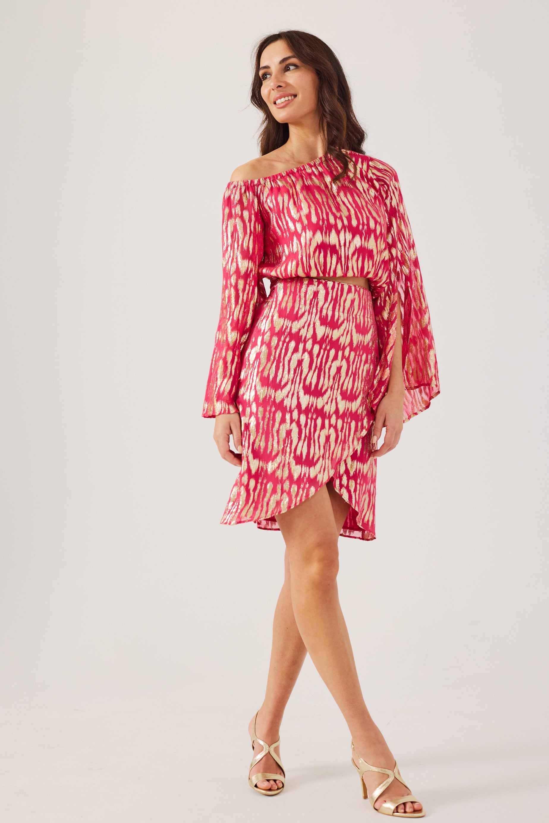 KERRIE -Raspberry One Shoulder Co-ord