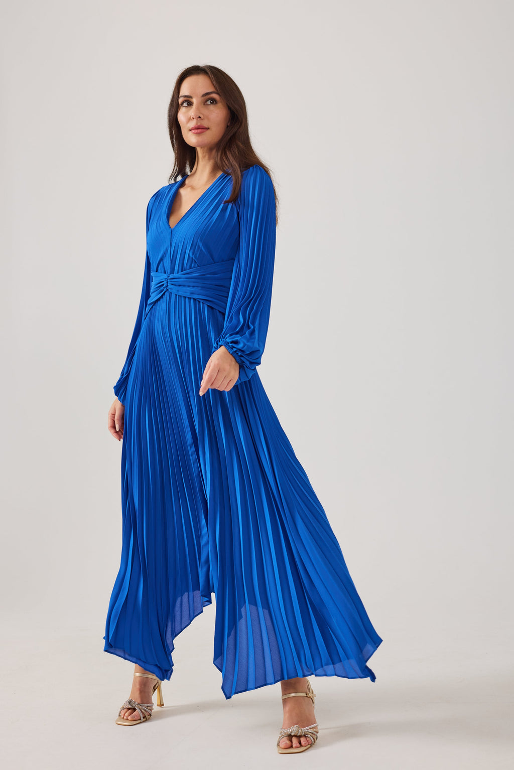 LENORA  Cobalt Pleat Dress.