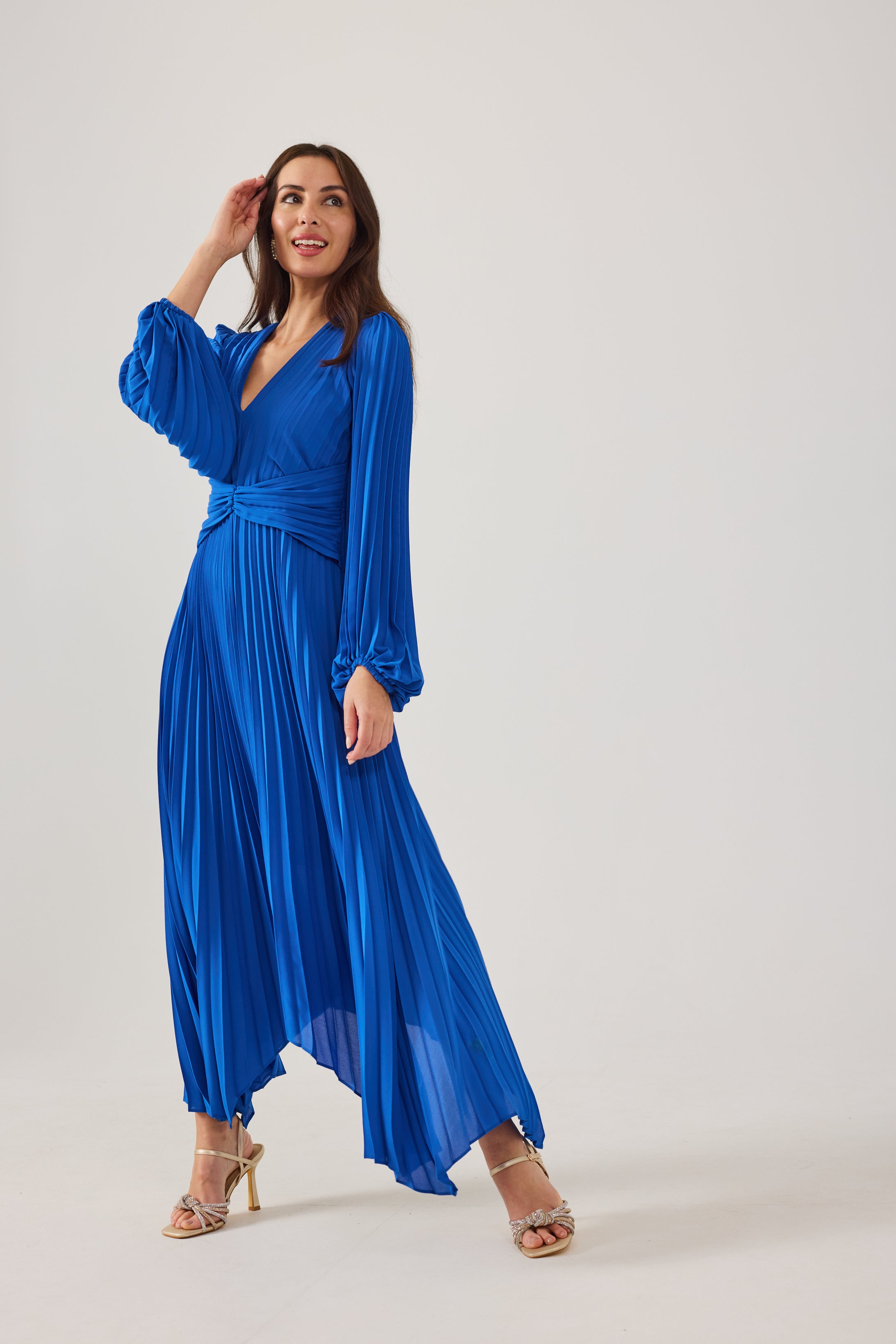LENORA  Cobalt Pleat Dress.