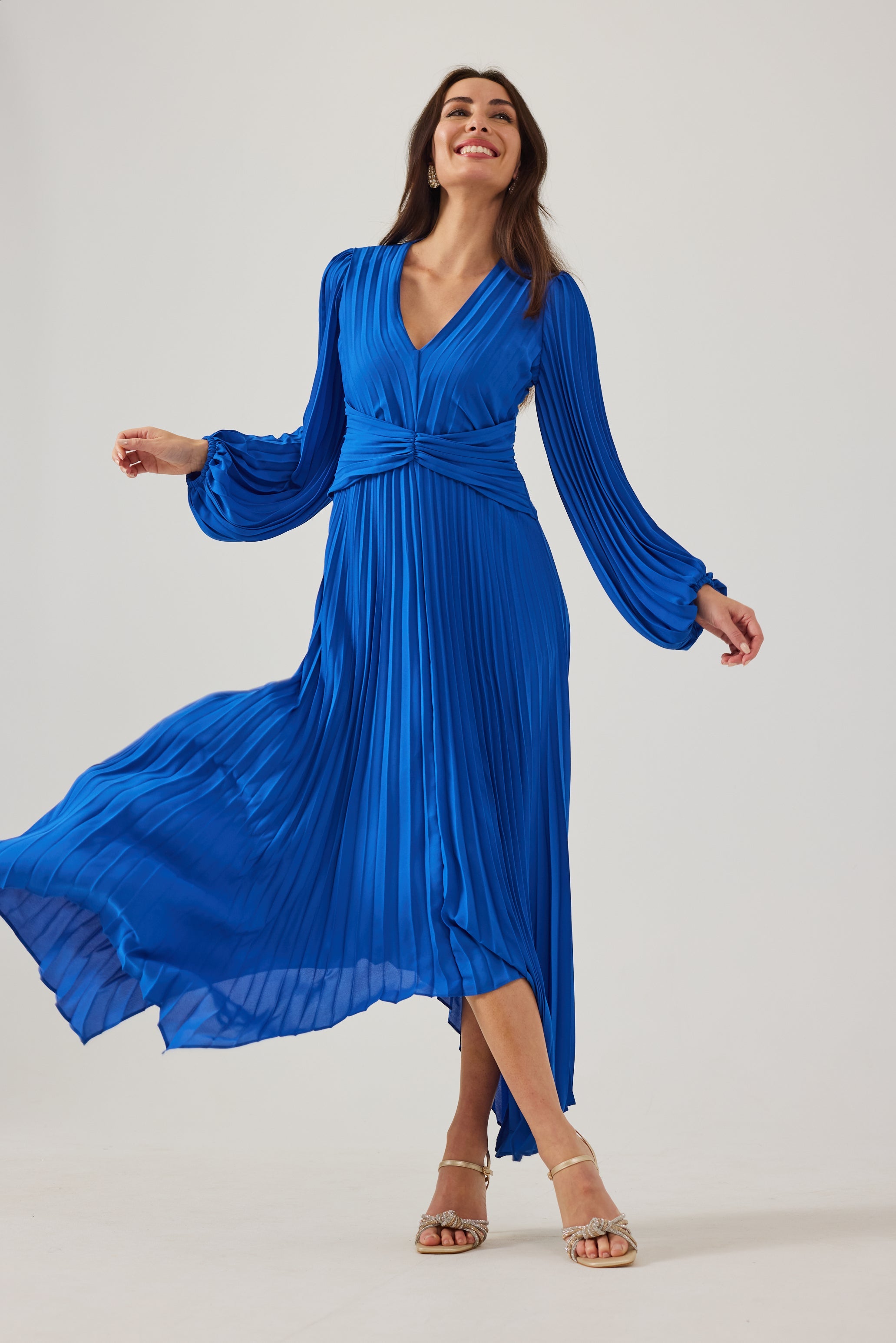 LENORA  Cobalt Pleat Dress.