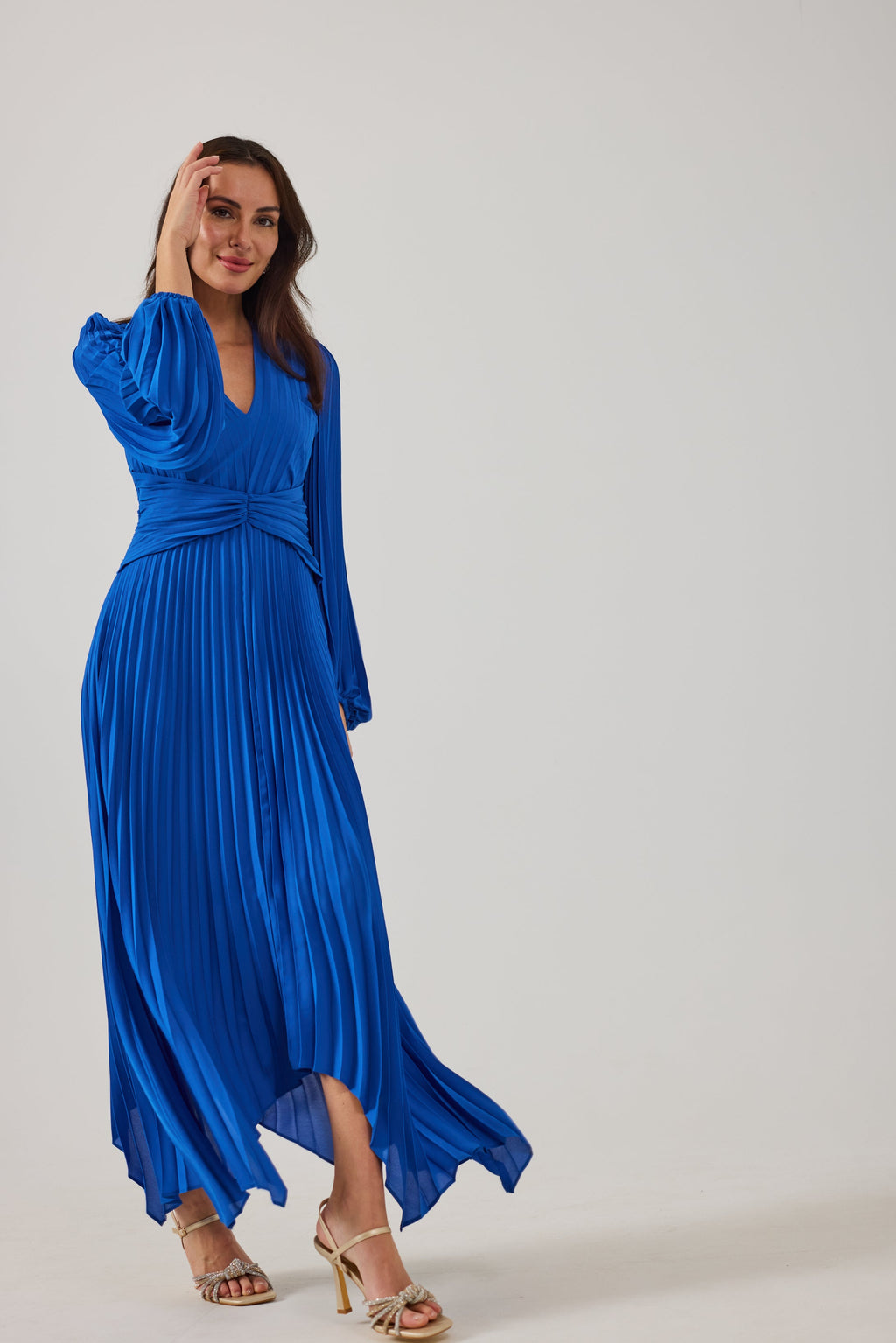 LENORA  Cobalt Pleat Dress.