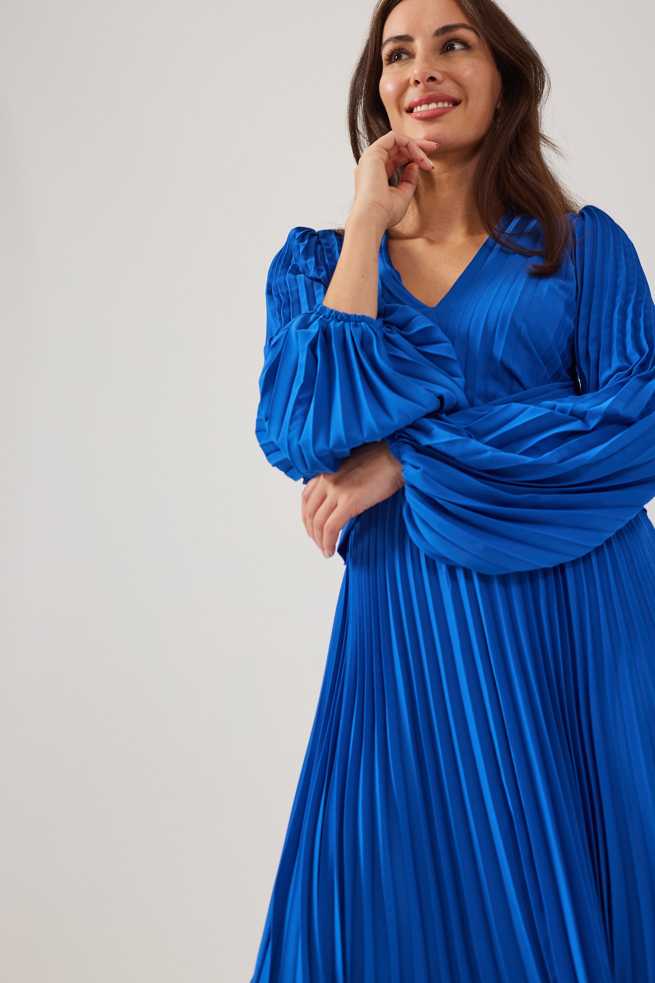 LENORA  Cobalt Pleat Dress.