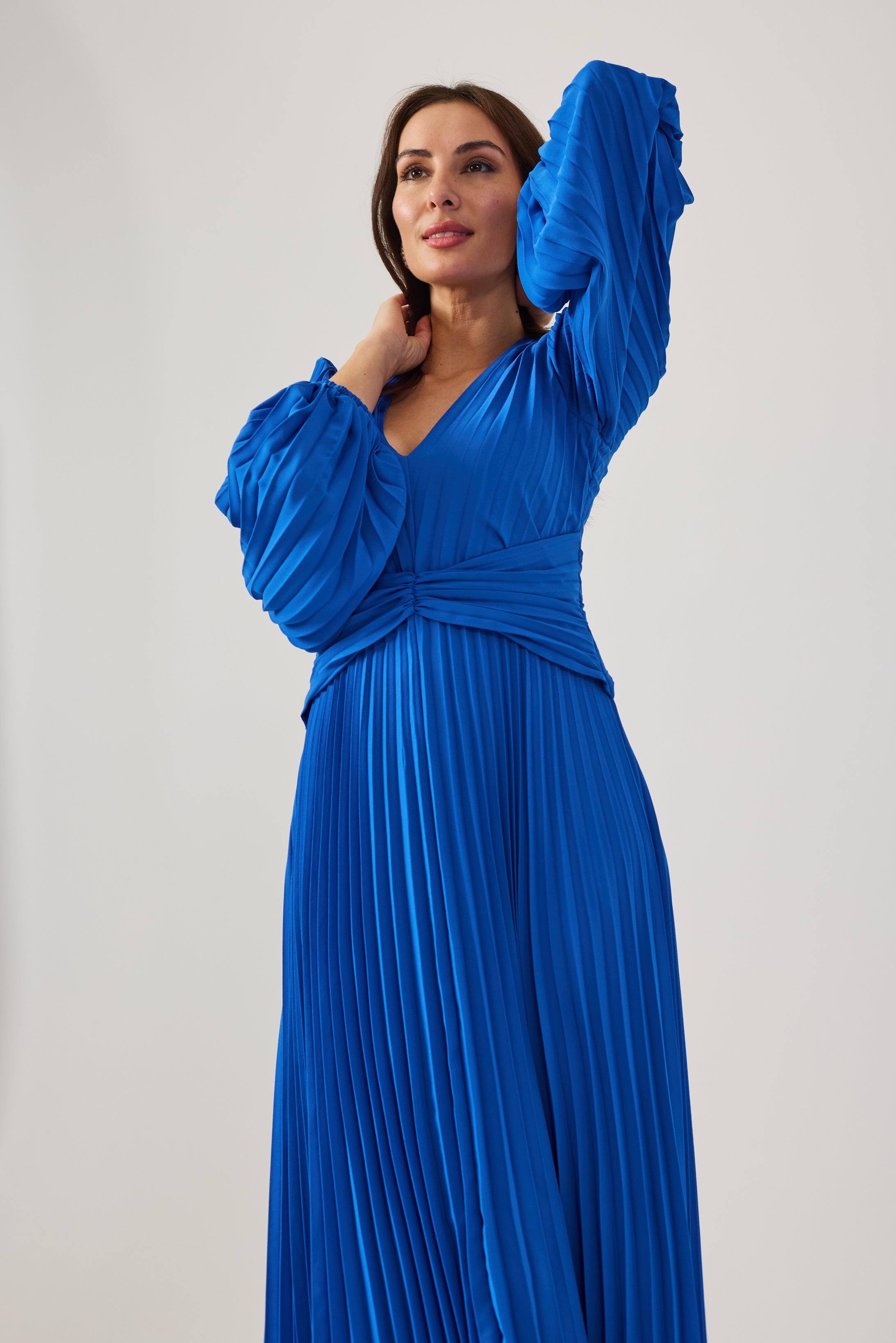 LENORA  Cobalt Pleat Dress.