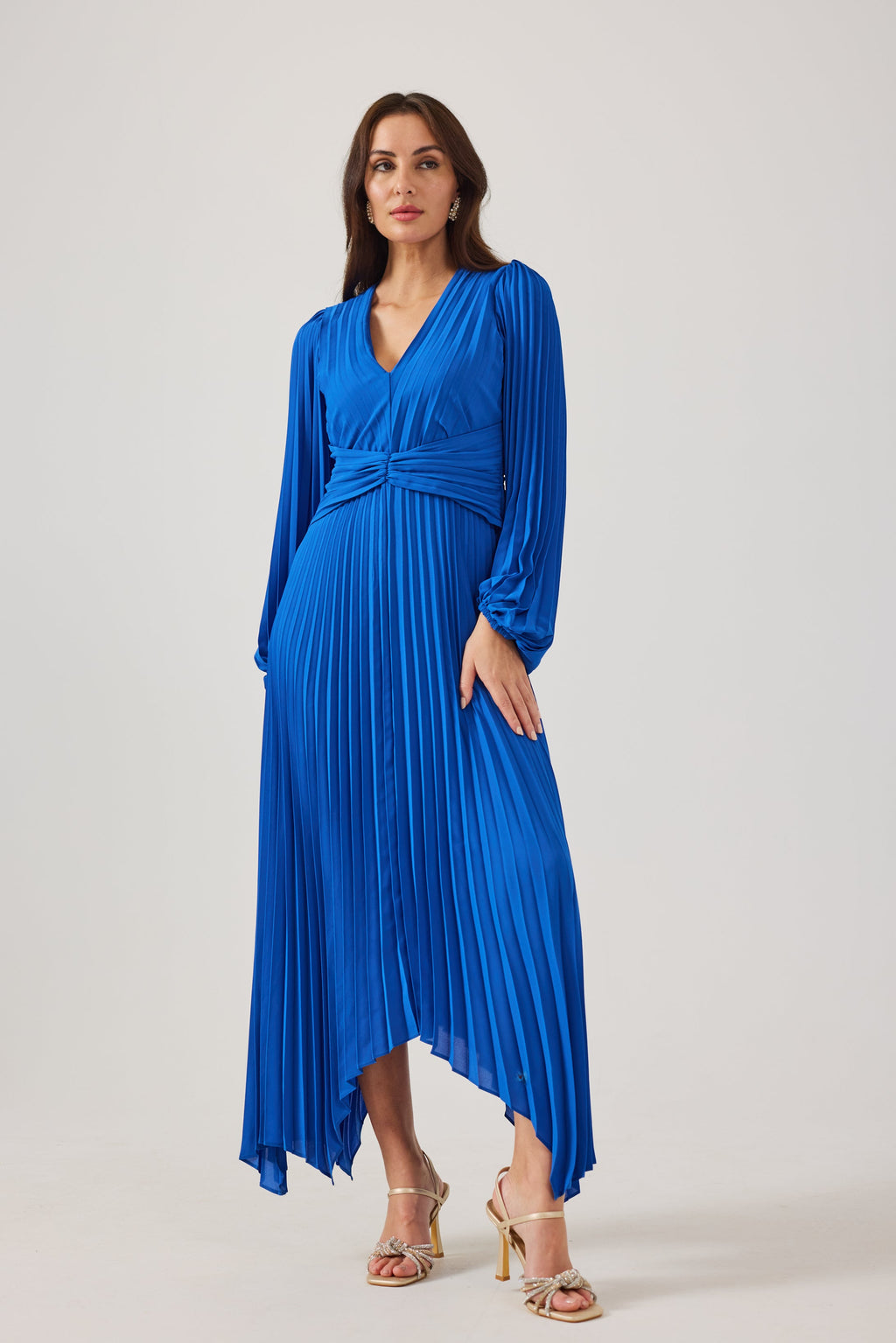 LENORA  Cobalt Pleat Dress.