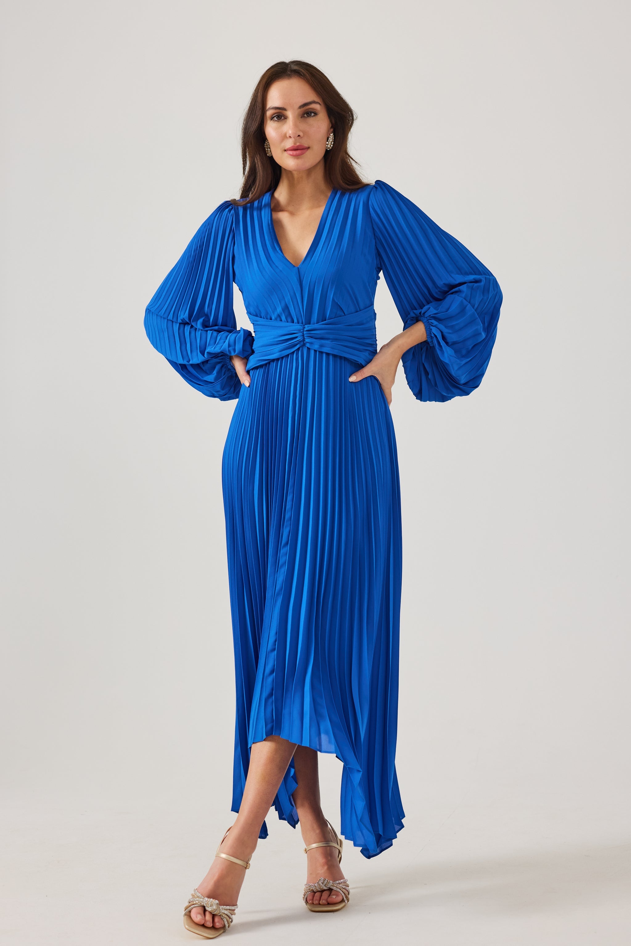 LENORA  Cobalt Pleat Dress.