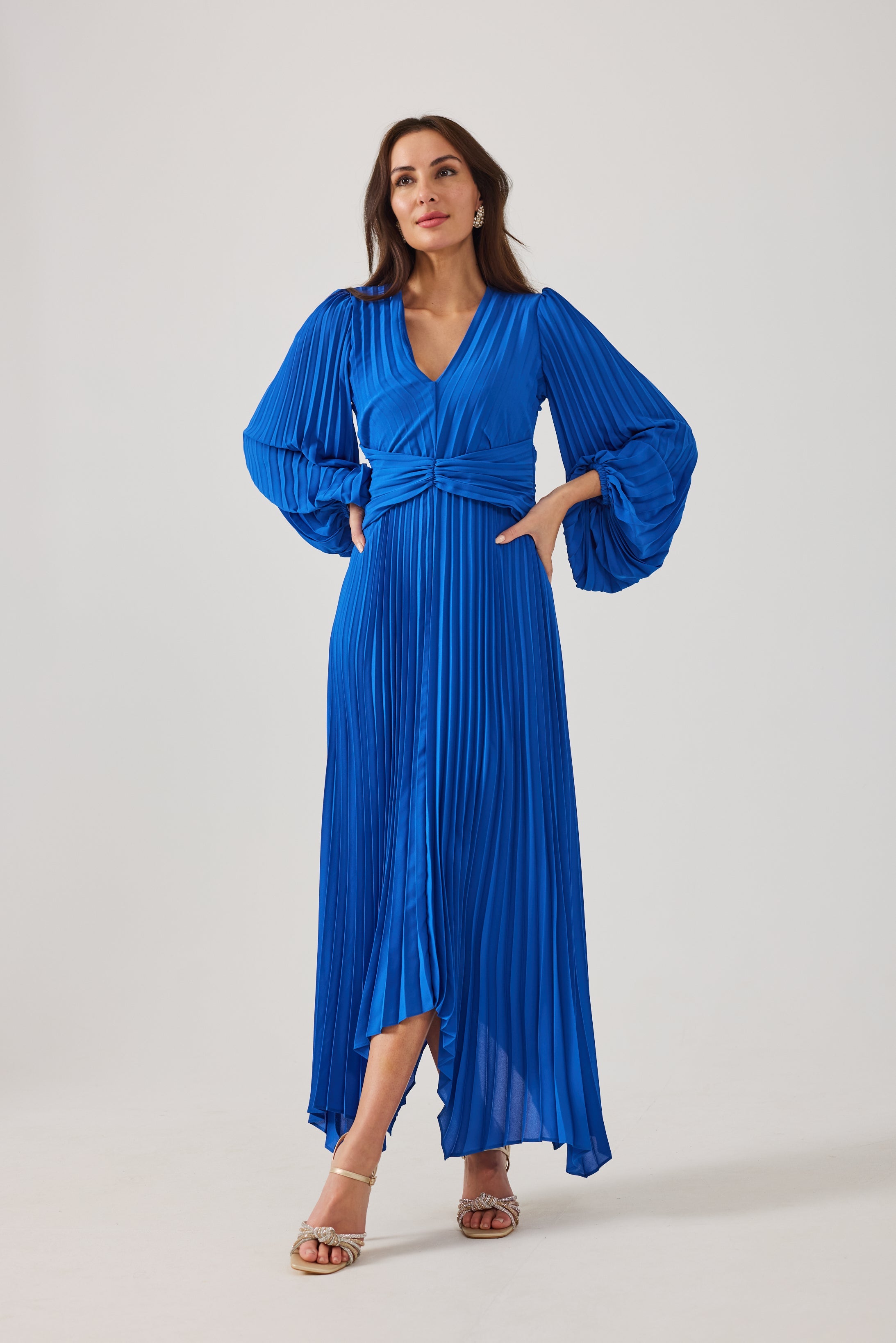 LENORA  Cobalt Pleat Dress.