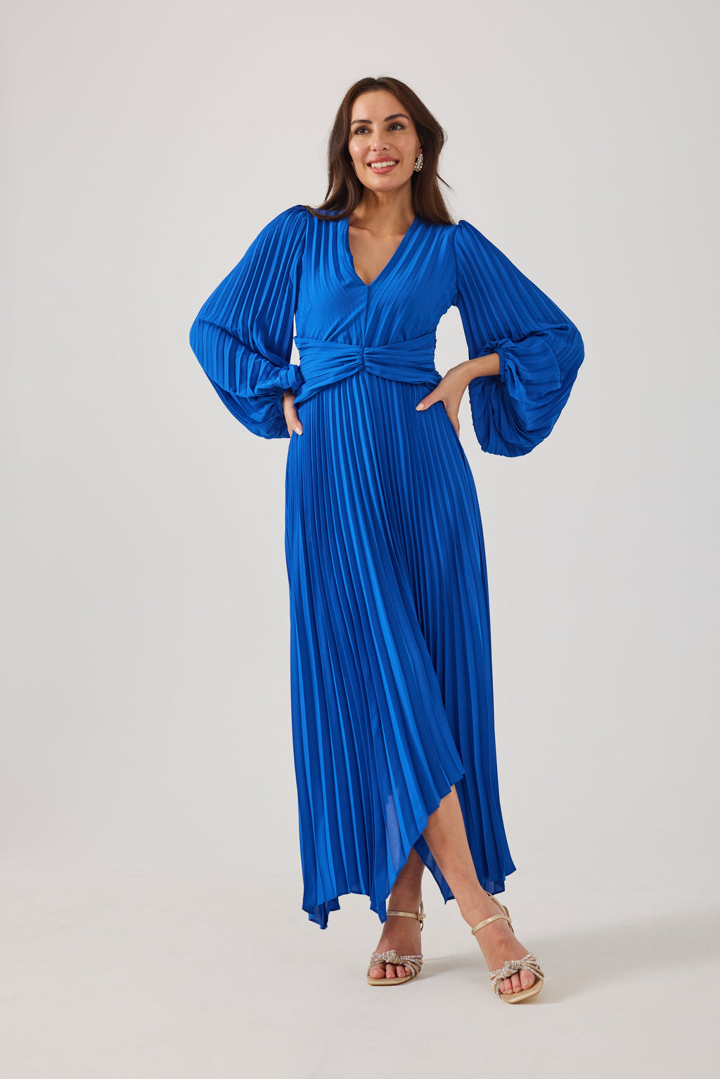 LENORA  Cobalt Pleat Dress.