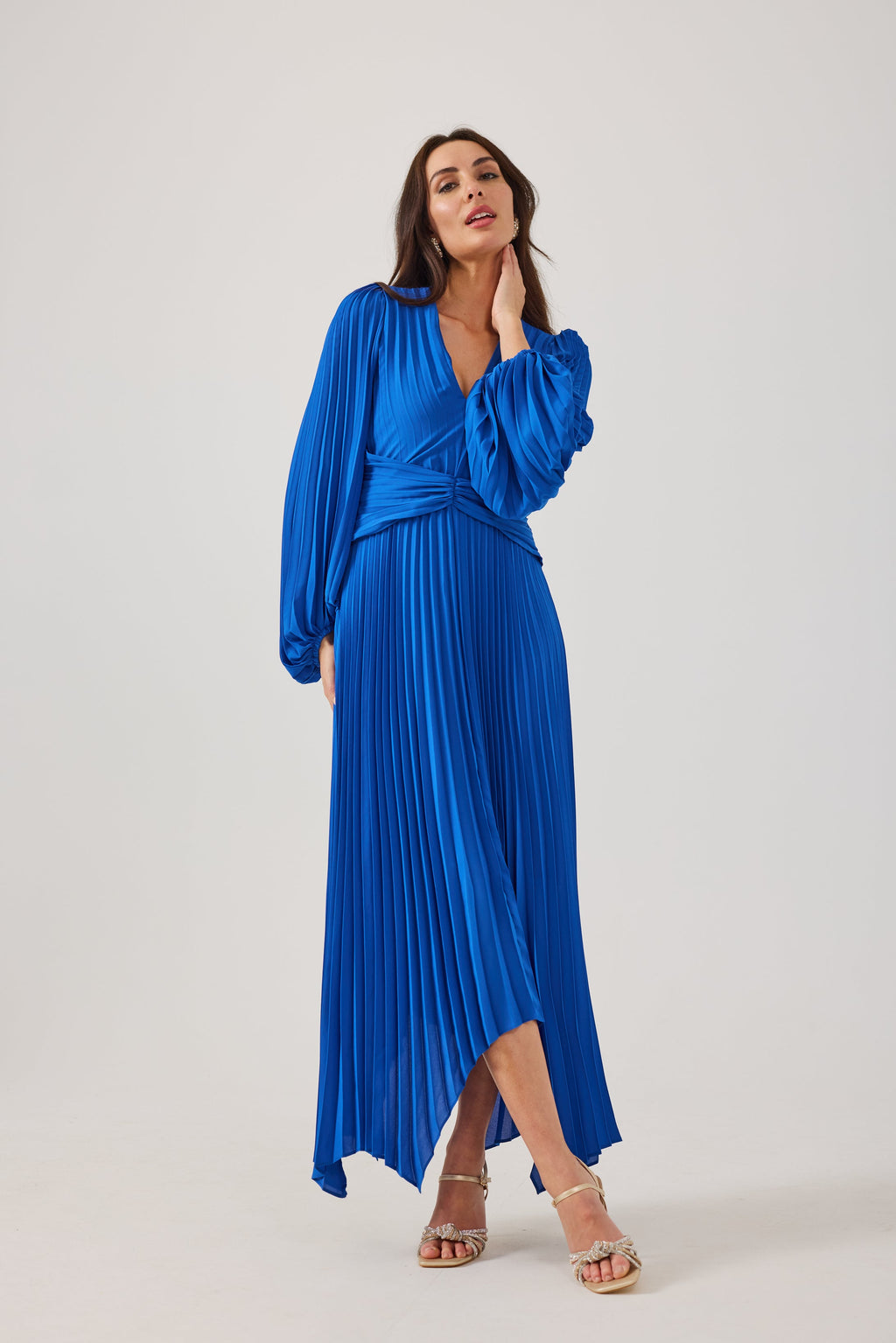 LENORA  Cobalt Pleat Dress.