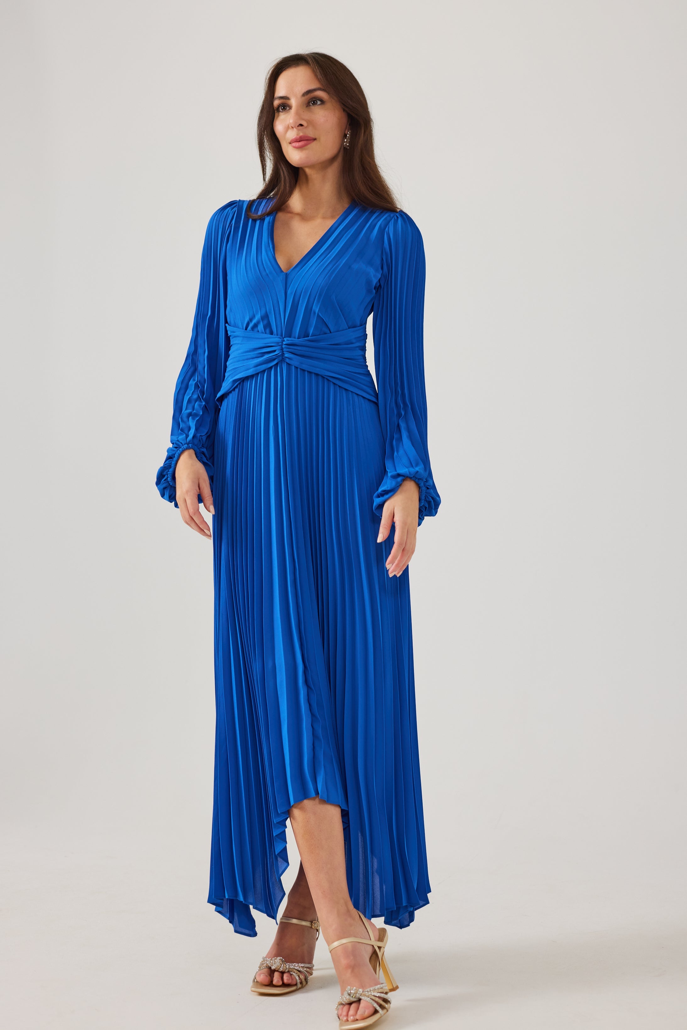 LENORA  Cobalt Pleat Dress.