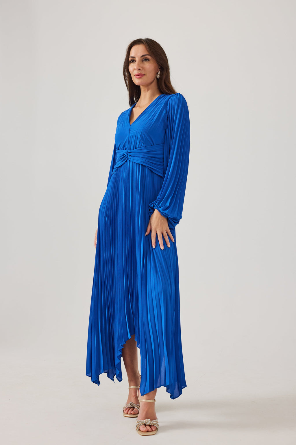 LENORA  Cobalt Pleat Dress.