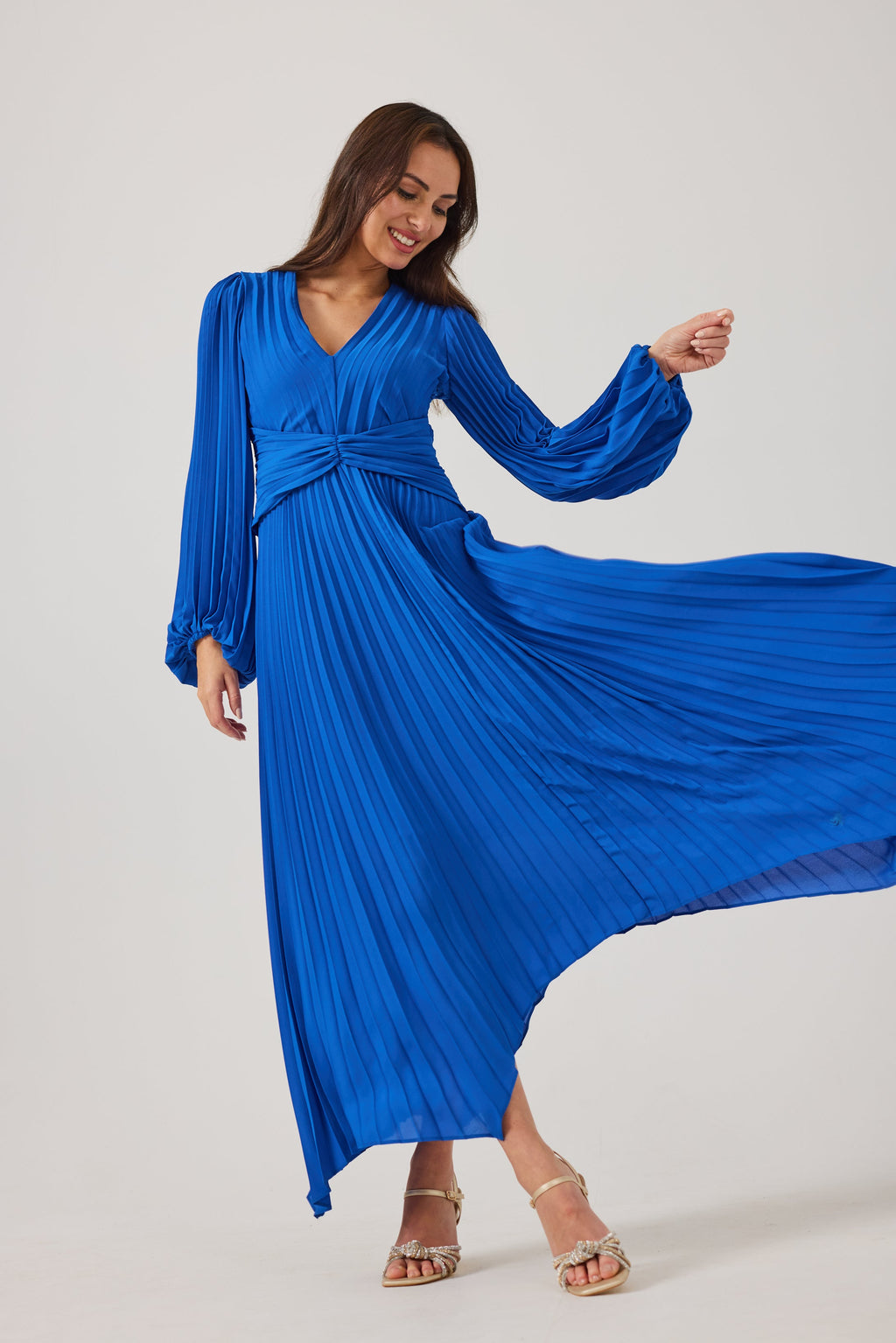 LENORA  Cobalt Pleat Dress.