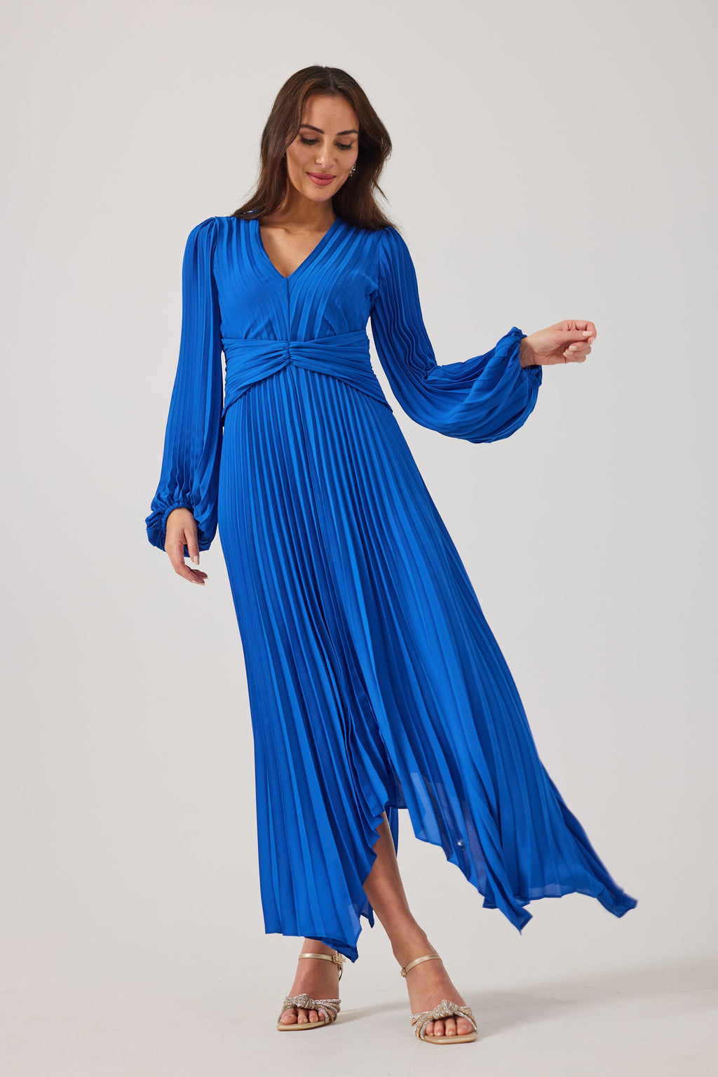 LENORA  Cobalt Pleat Dress.