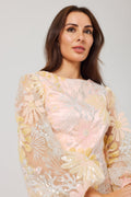 MIRANDA Sequin and Embroidered Shift Dress.