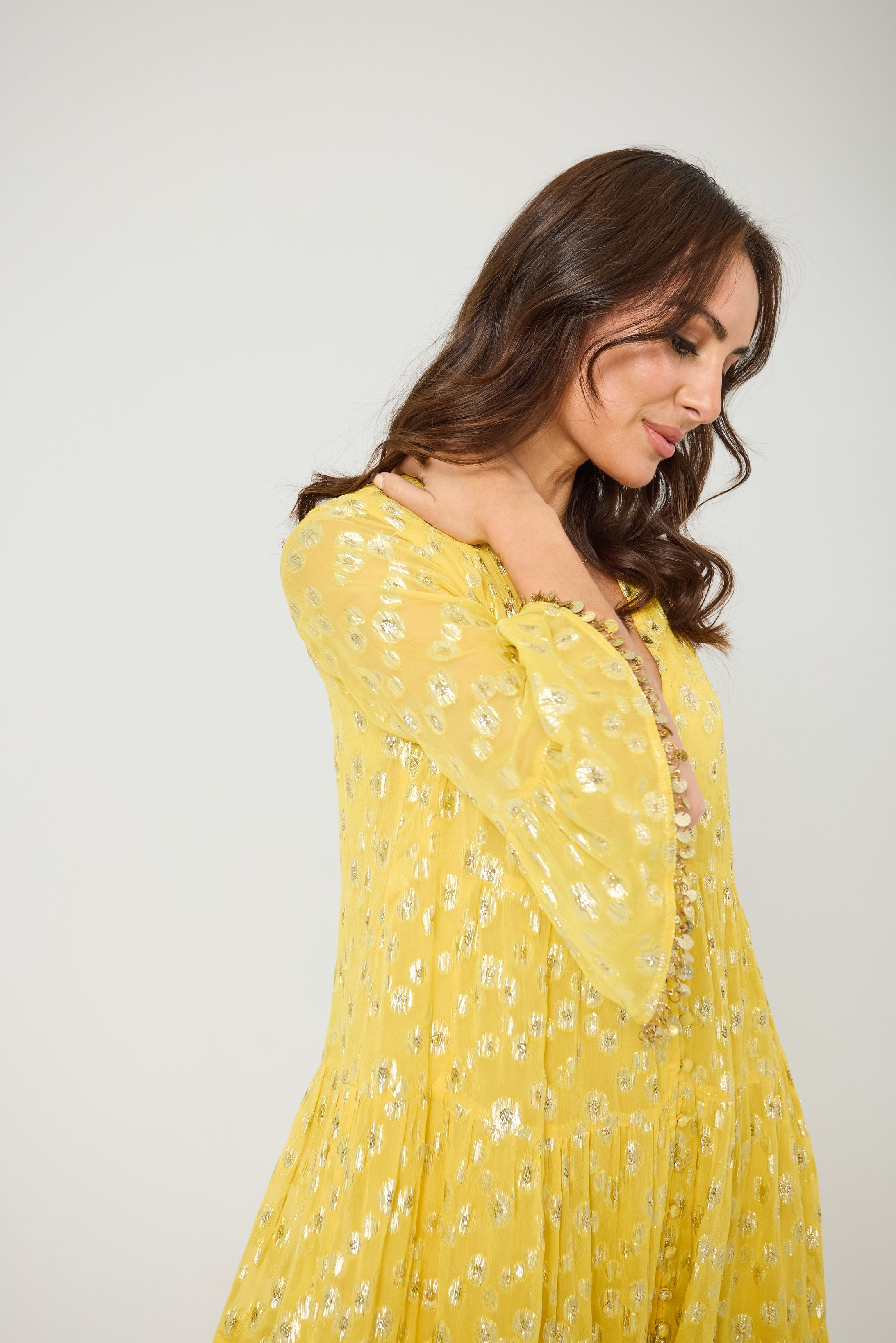 ORLA  Hot Pink/Gold Jacquard dress
