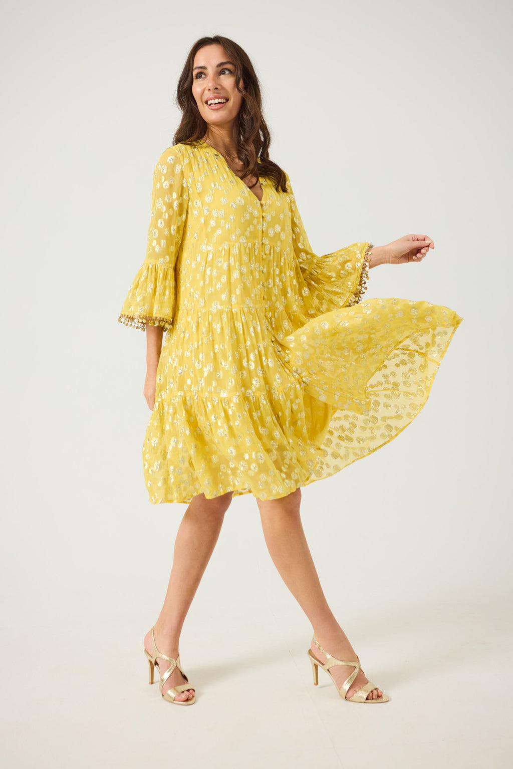 ORLA  Hot Pink/Gold Jacquard dress