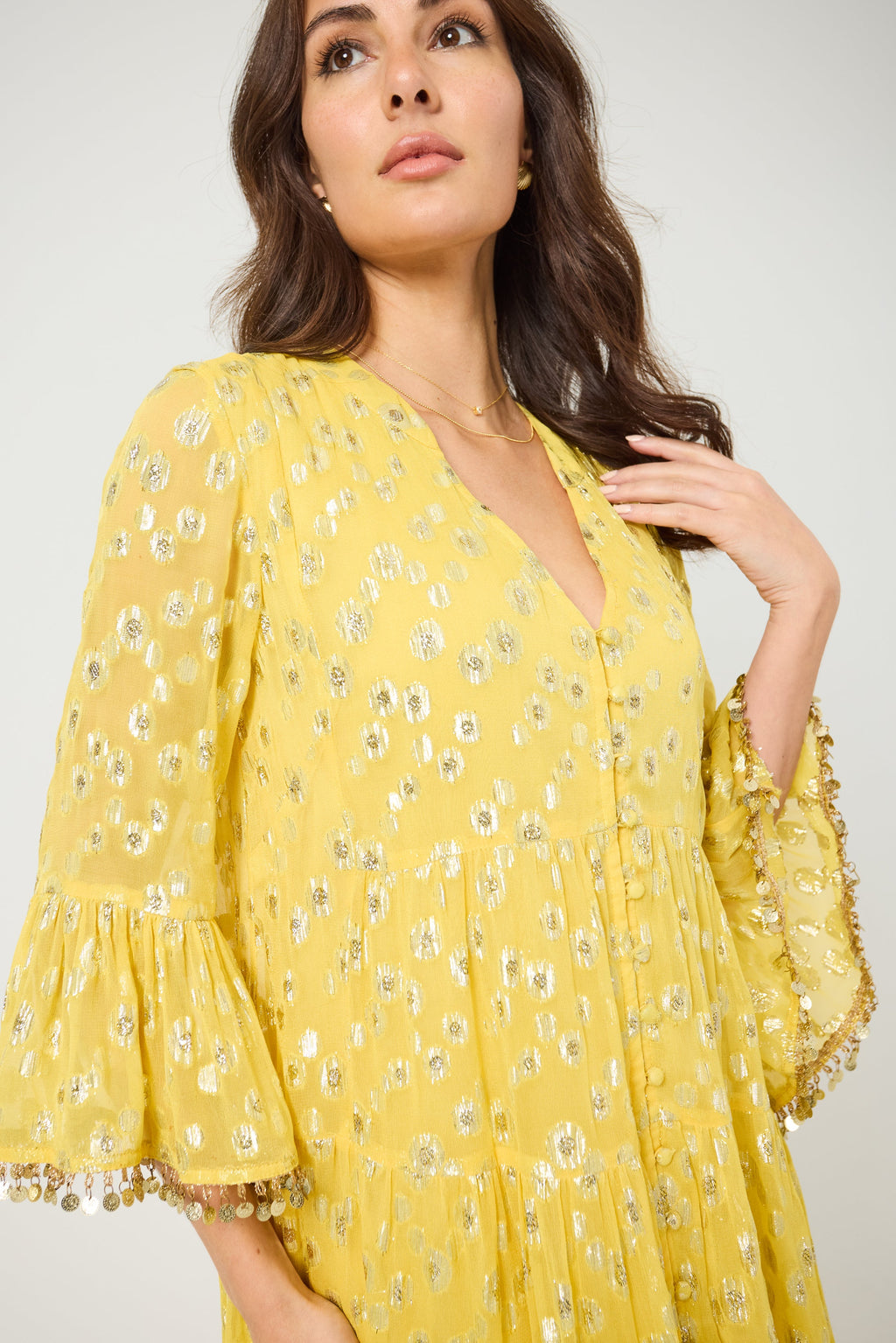 ORLA  Hot Pink/Gold Jacquard dress