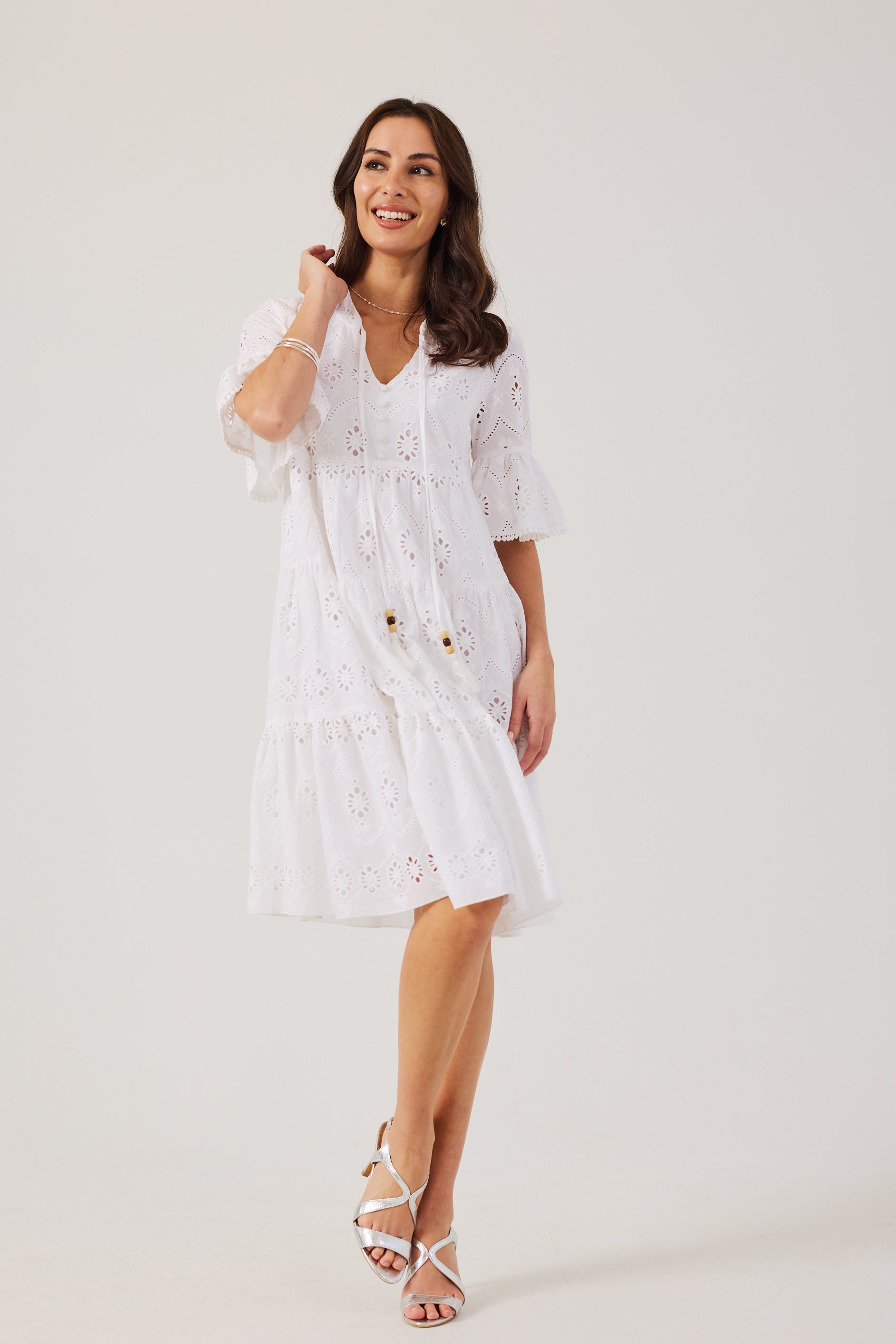 PHOEBE- Apple Green Broderie Anglais Dress