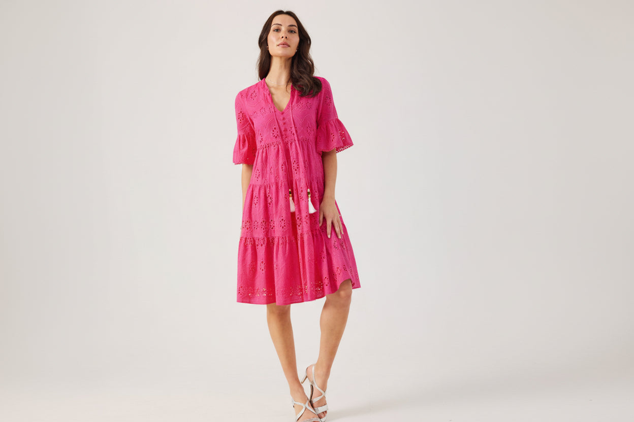 PHOEBE- Apple Green Broderie Anglais Dress