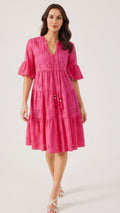 PHOEBE - Hot Pink Broderie Anglais Dress