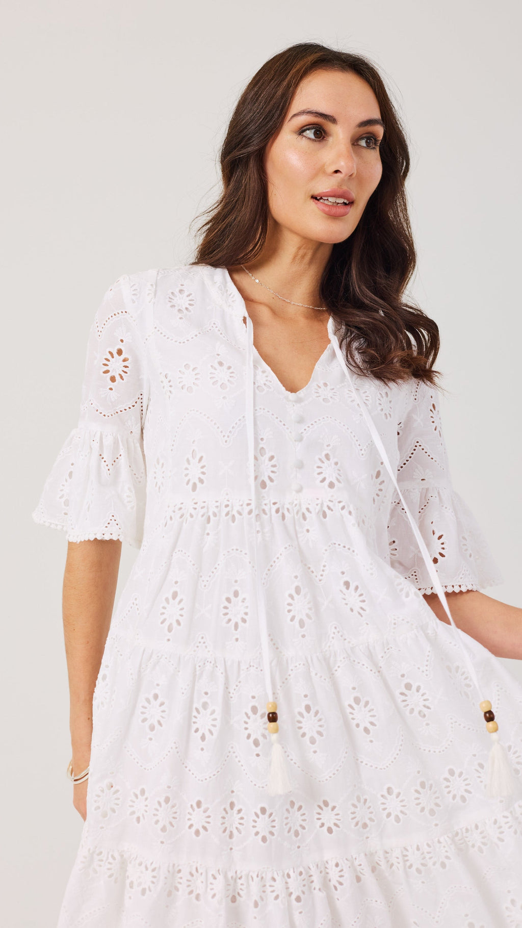 PHOEBE- Apple Green Broderie Anglais Dress