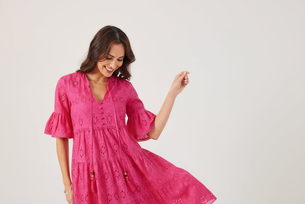 PHOEBE- Apple Green Broderie Anglais Dress