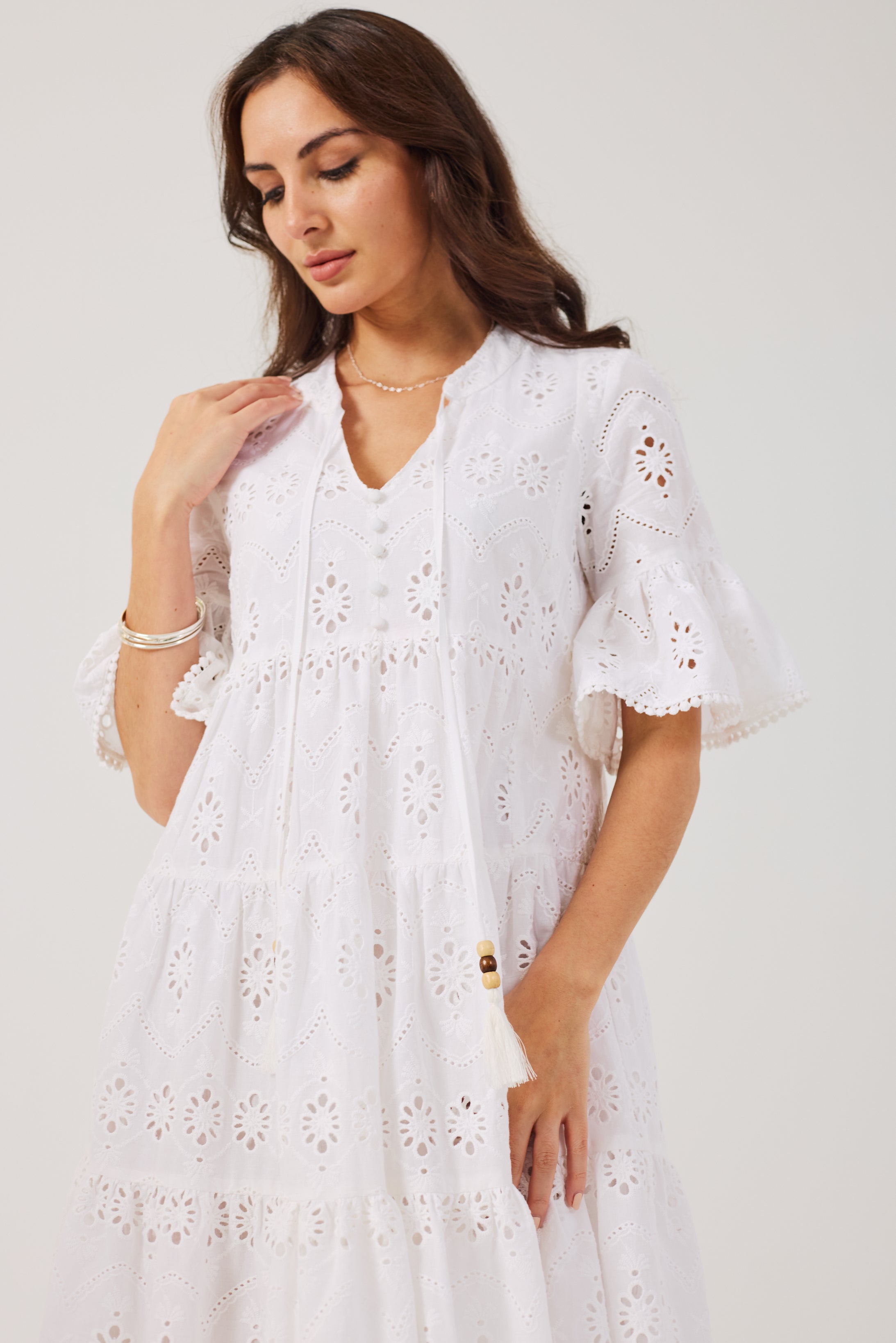 PHOEBE- Apple Green Broderie Anglais Dress