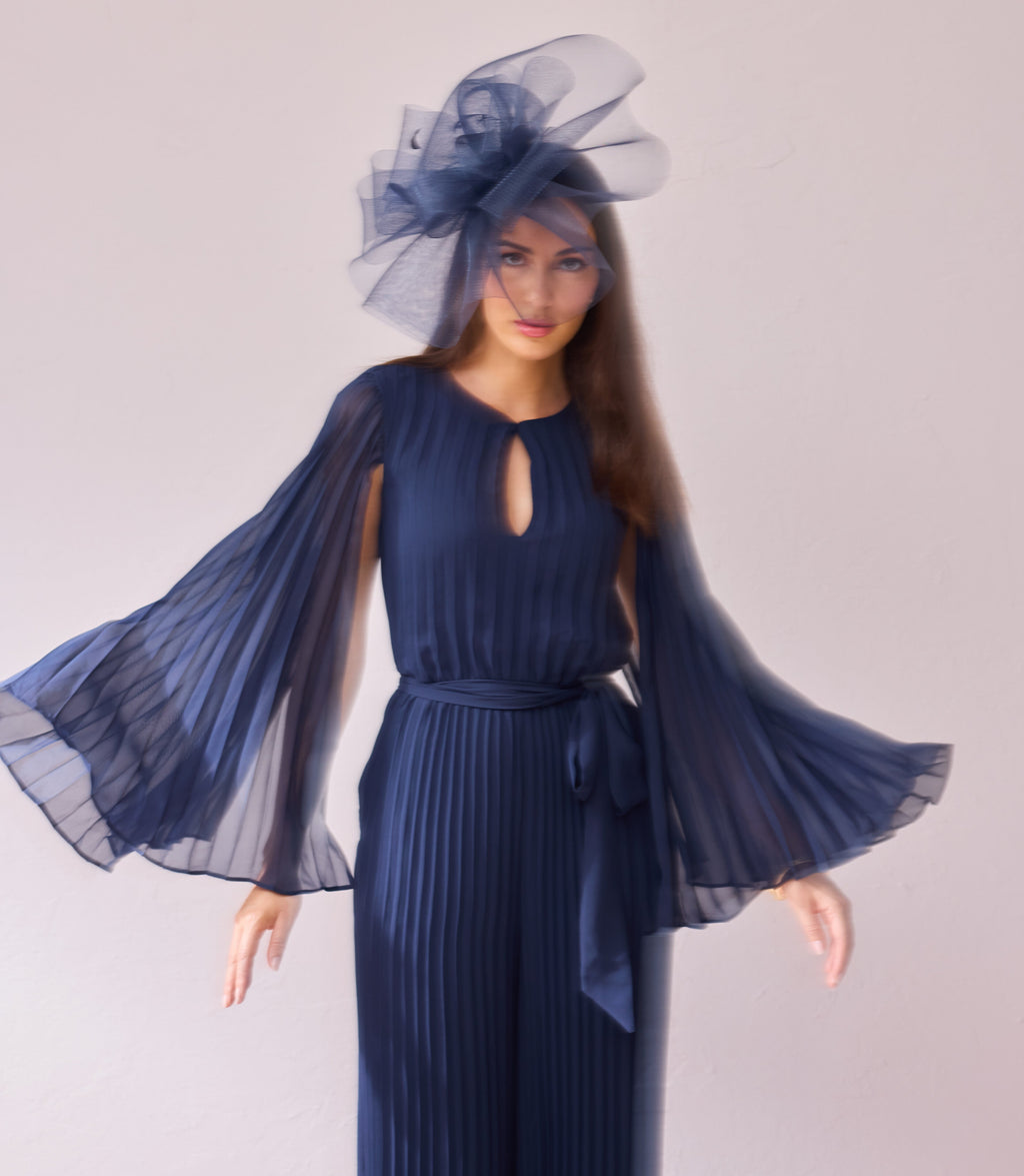 HANNAH - Navy Pleat Jumpsuit,