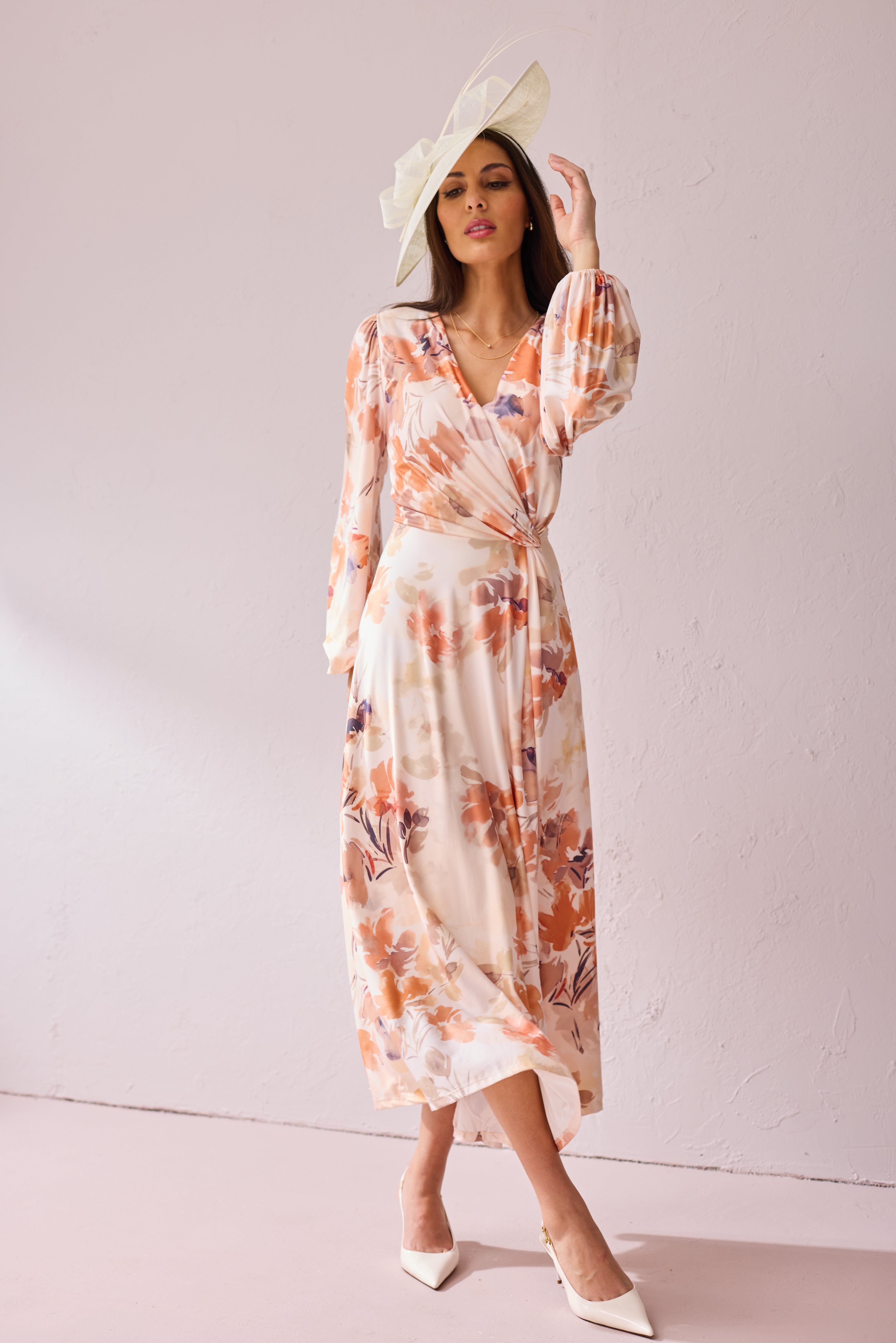 PEACHES Peach Print Dress in Luxe Stretch Jersey.