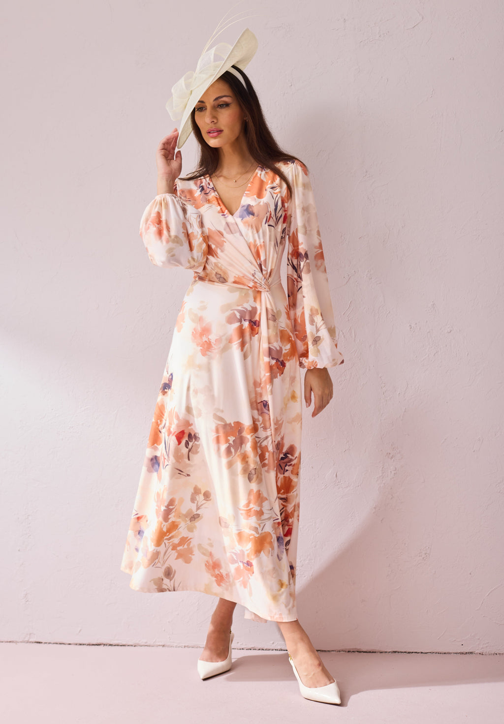 PEACHES Peach Print Dress in Luxe Stretch Jersey.