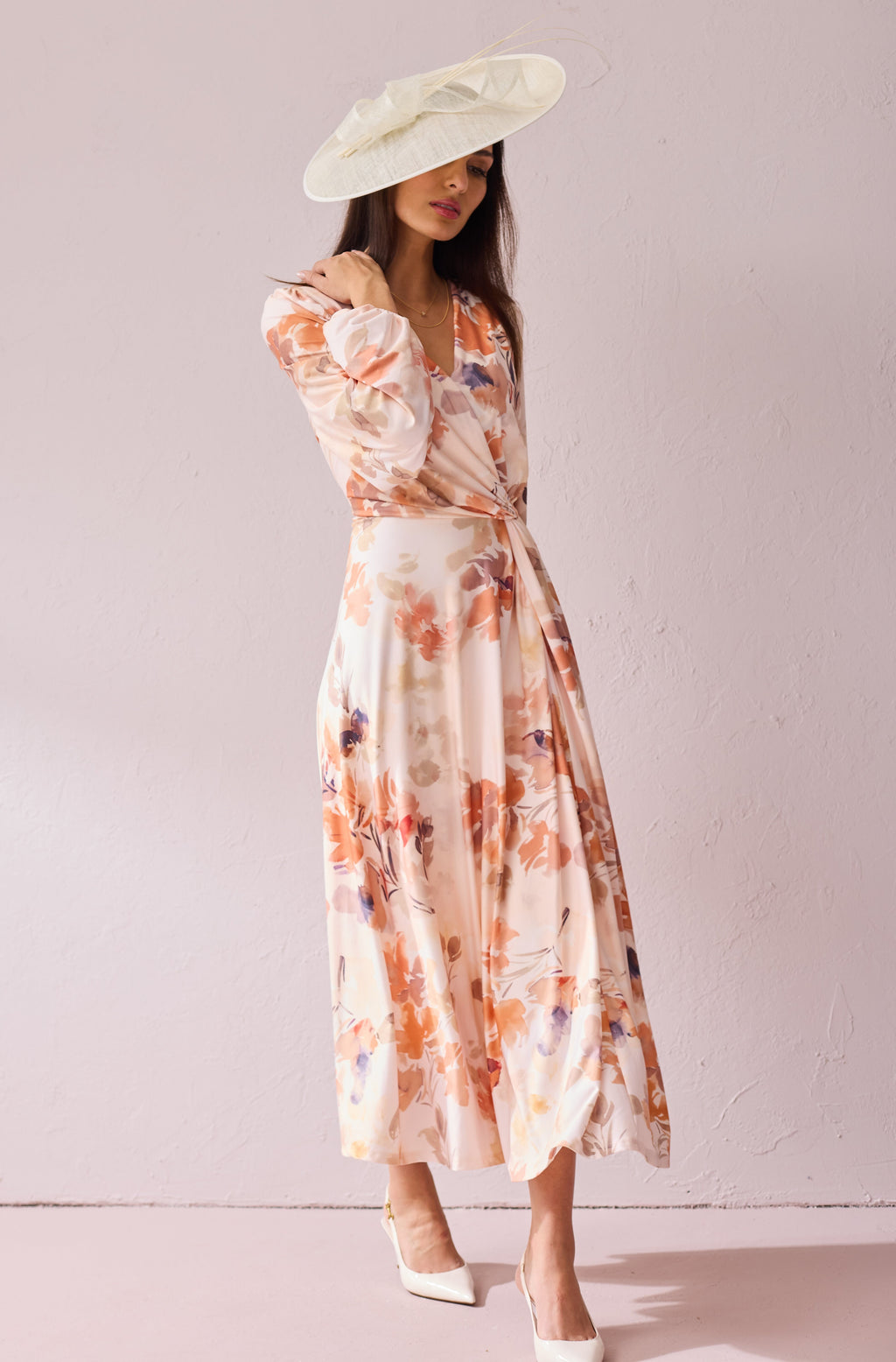 PEACHES Peach Print Dress in Luxe Stretch Jersey.