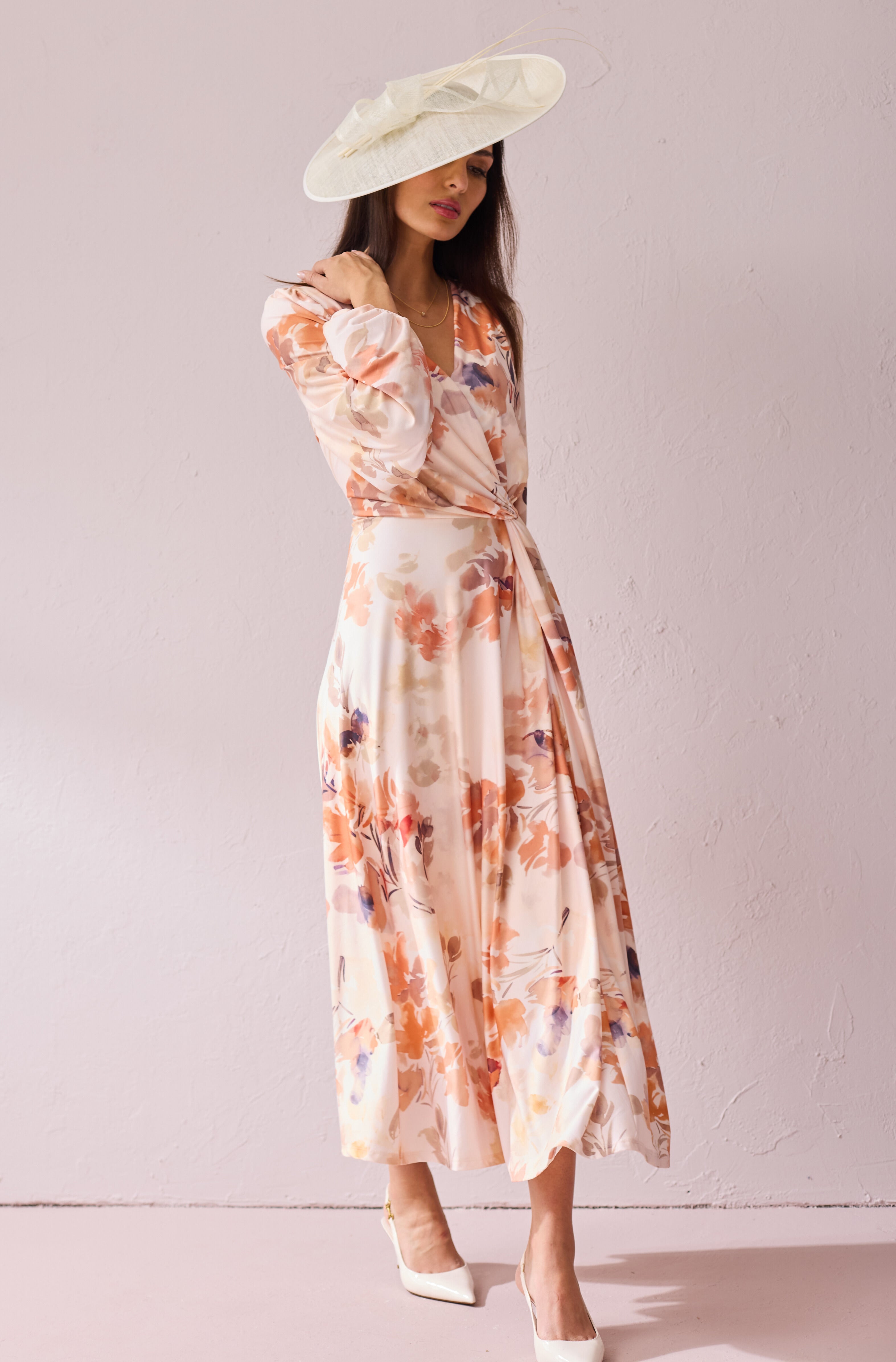 PEACHES Peach Print Dress in Luxe Stretch Jersey.