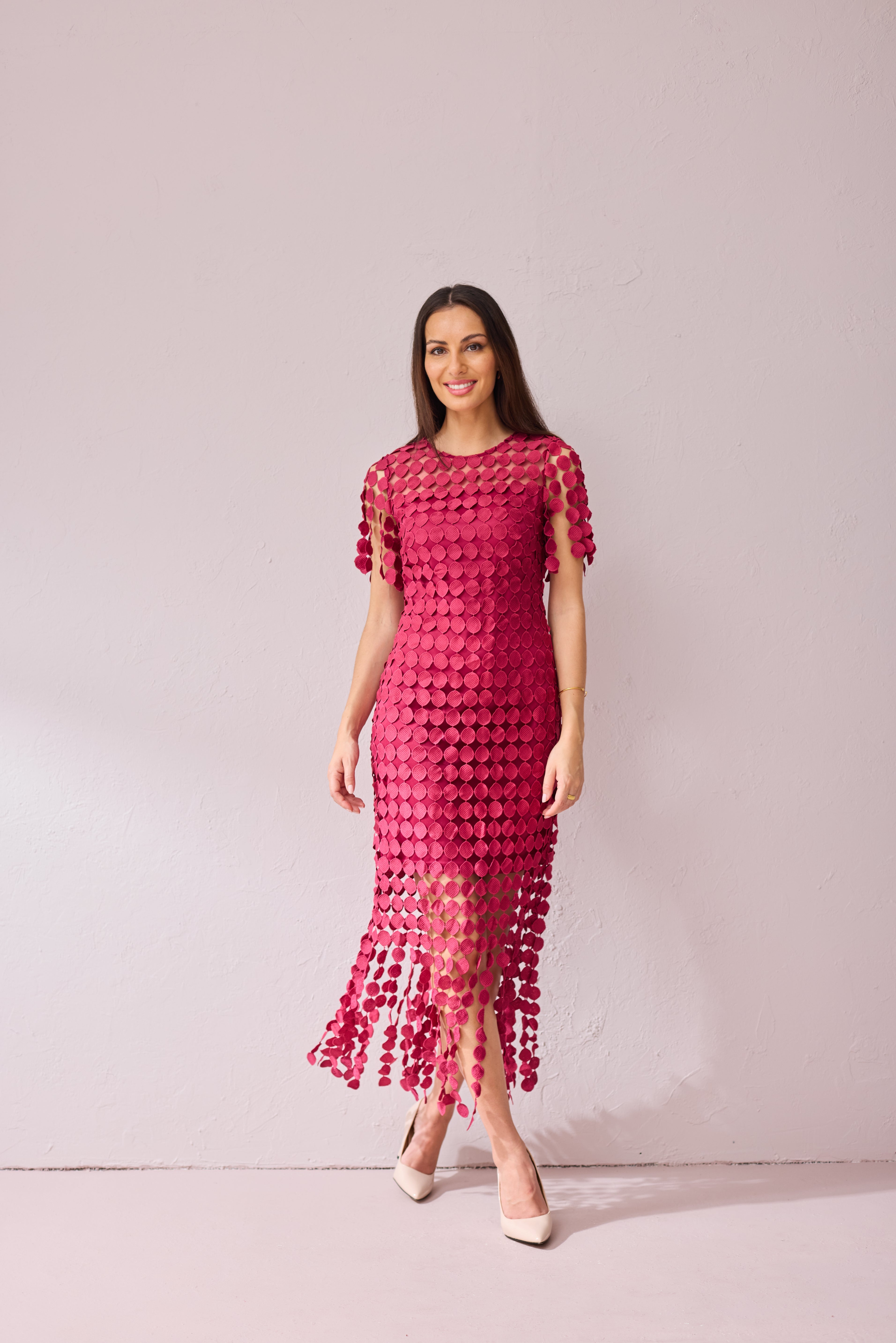 SAMMI Raspberry Fringe Dress.