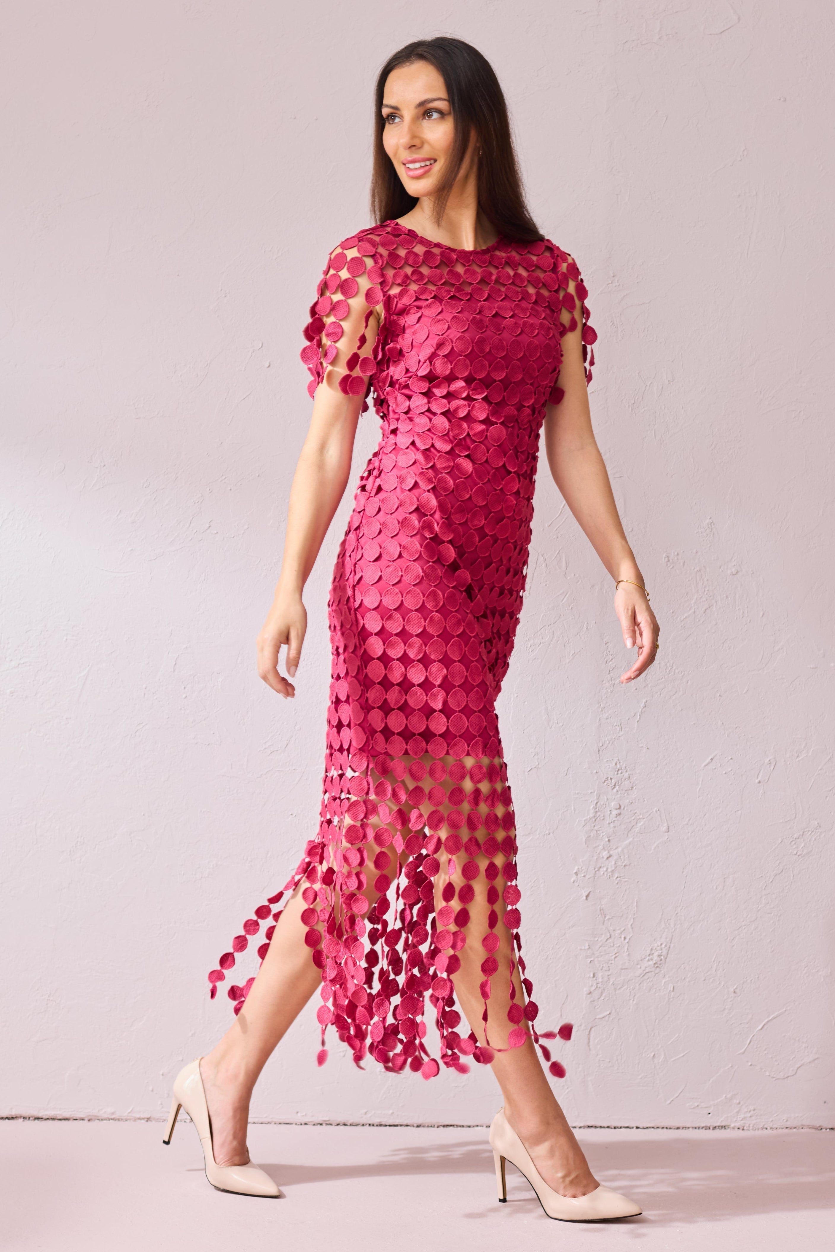 SAMMI Raspberry Fringe Dress.