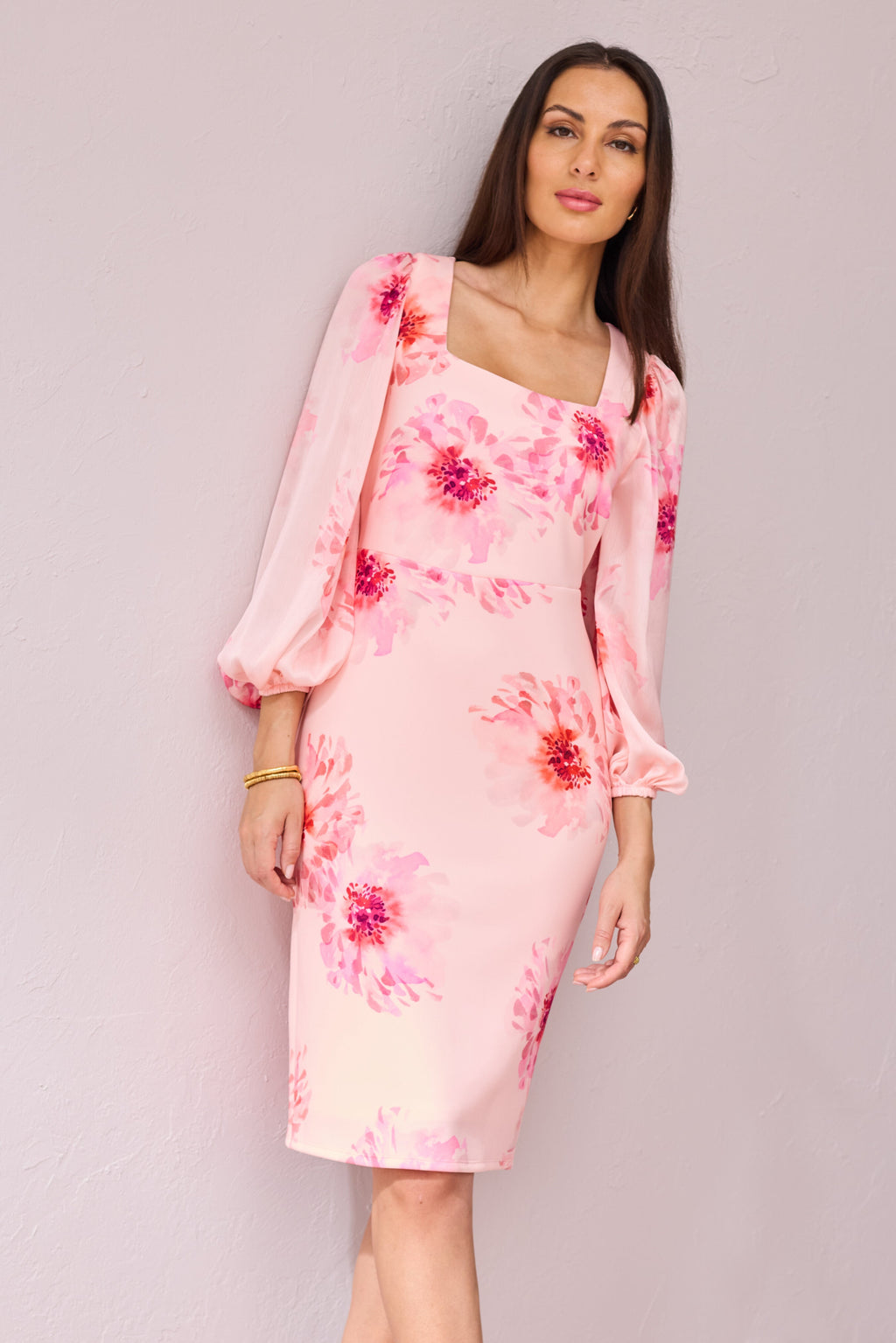 CHRISSY Blush Print Scuba Dress.
