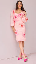 CHRISSY Blush Print Scuba Dress.